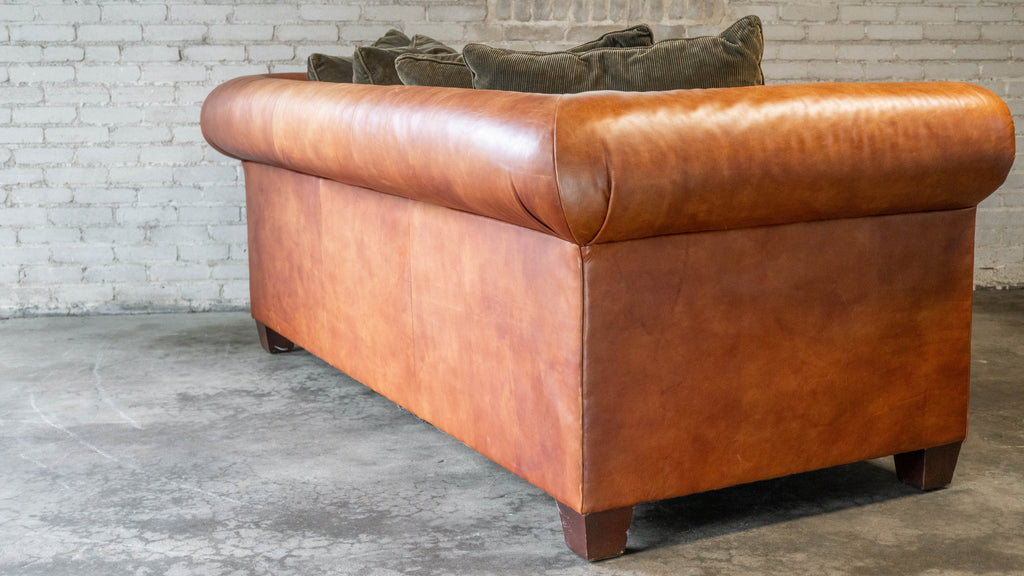 Ralph Lauren Chesterfield Cognac Leather and Corduroy Sofa