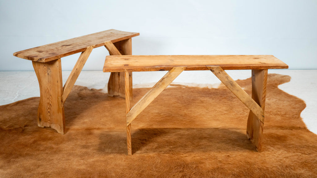 Primitive Pine Wood Rustic Bench (2 available)