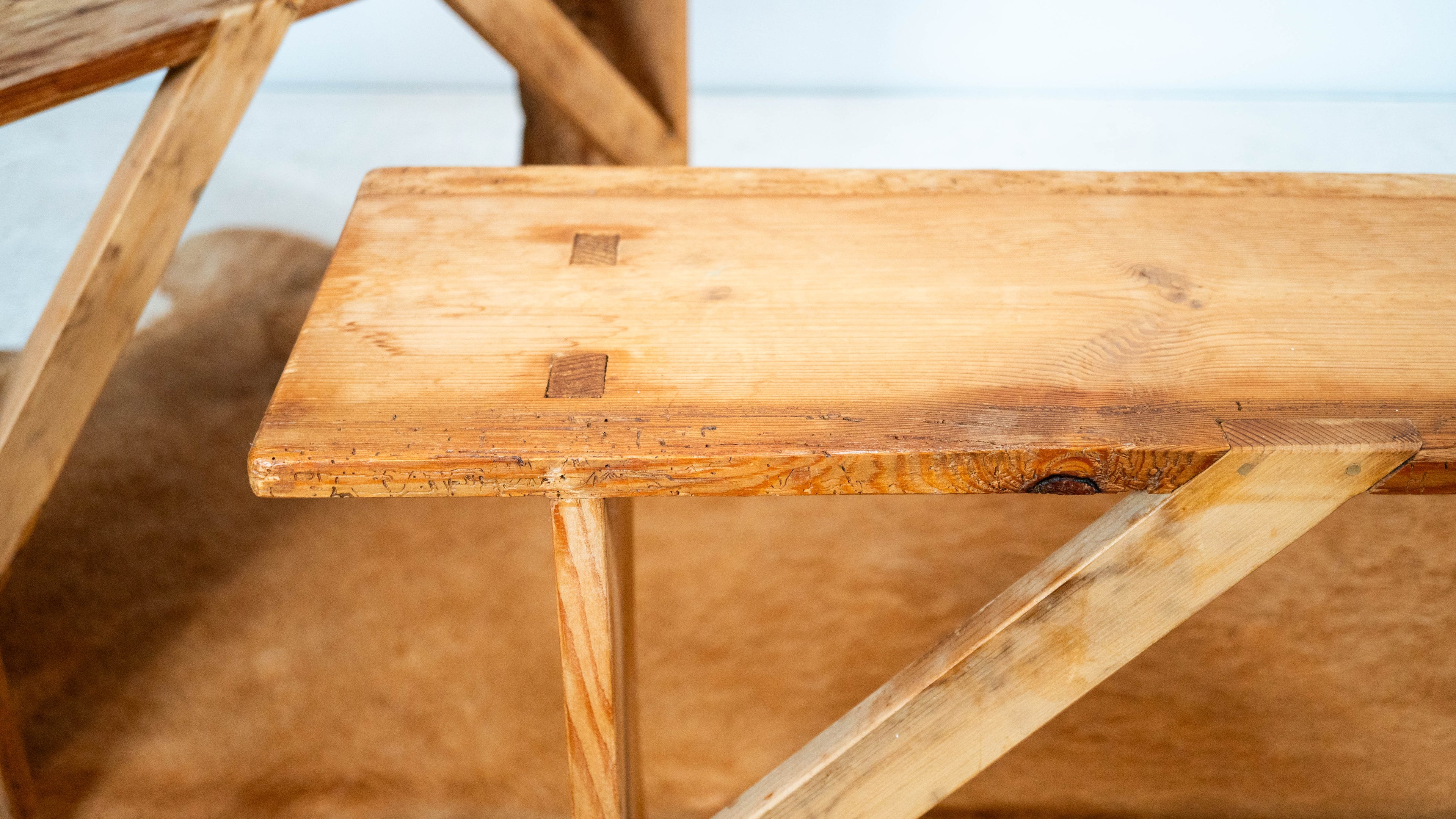 Primitive Pine Wood Rustic Bench (2 available)