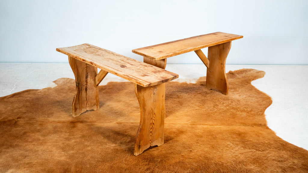 Primitive Pine Wood Rustic Bench (2 available)