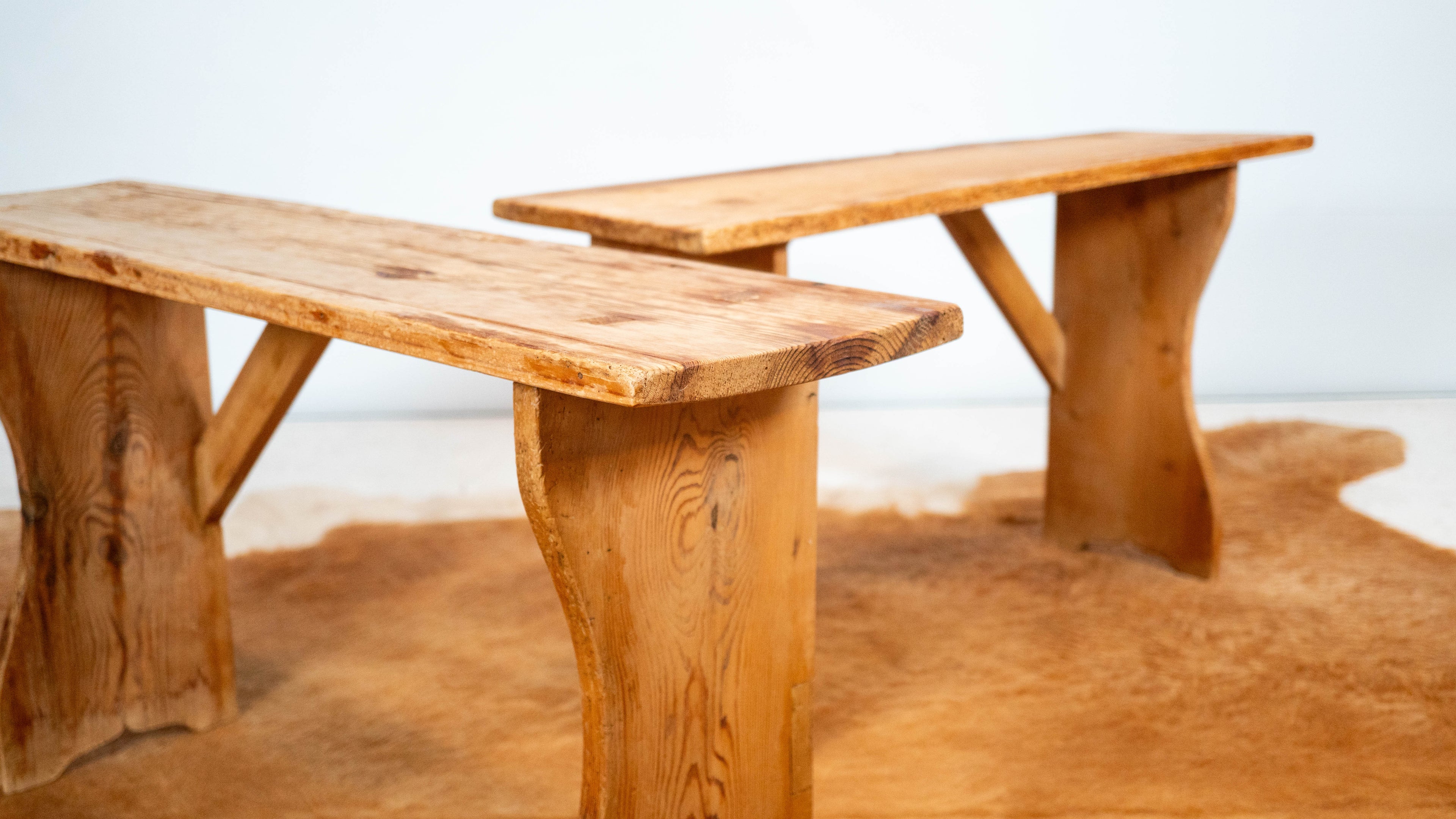 Primitive Pine Wood Rustic Bench (2 available)