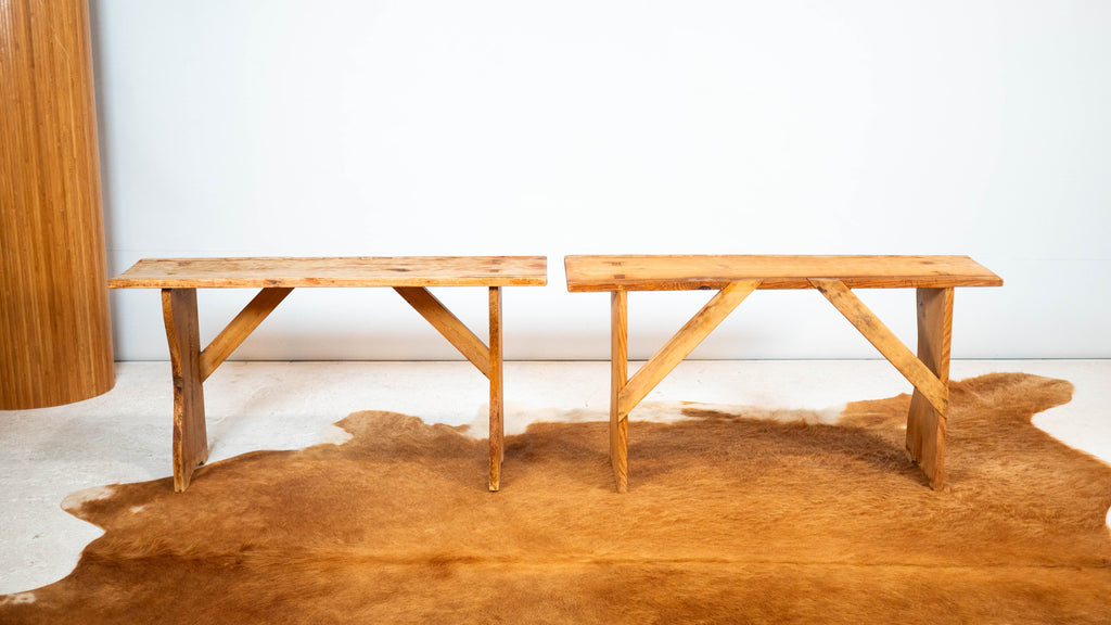 Primitive Pine Wood Rustic Bench (2 available)