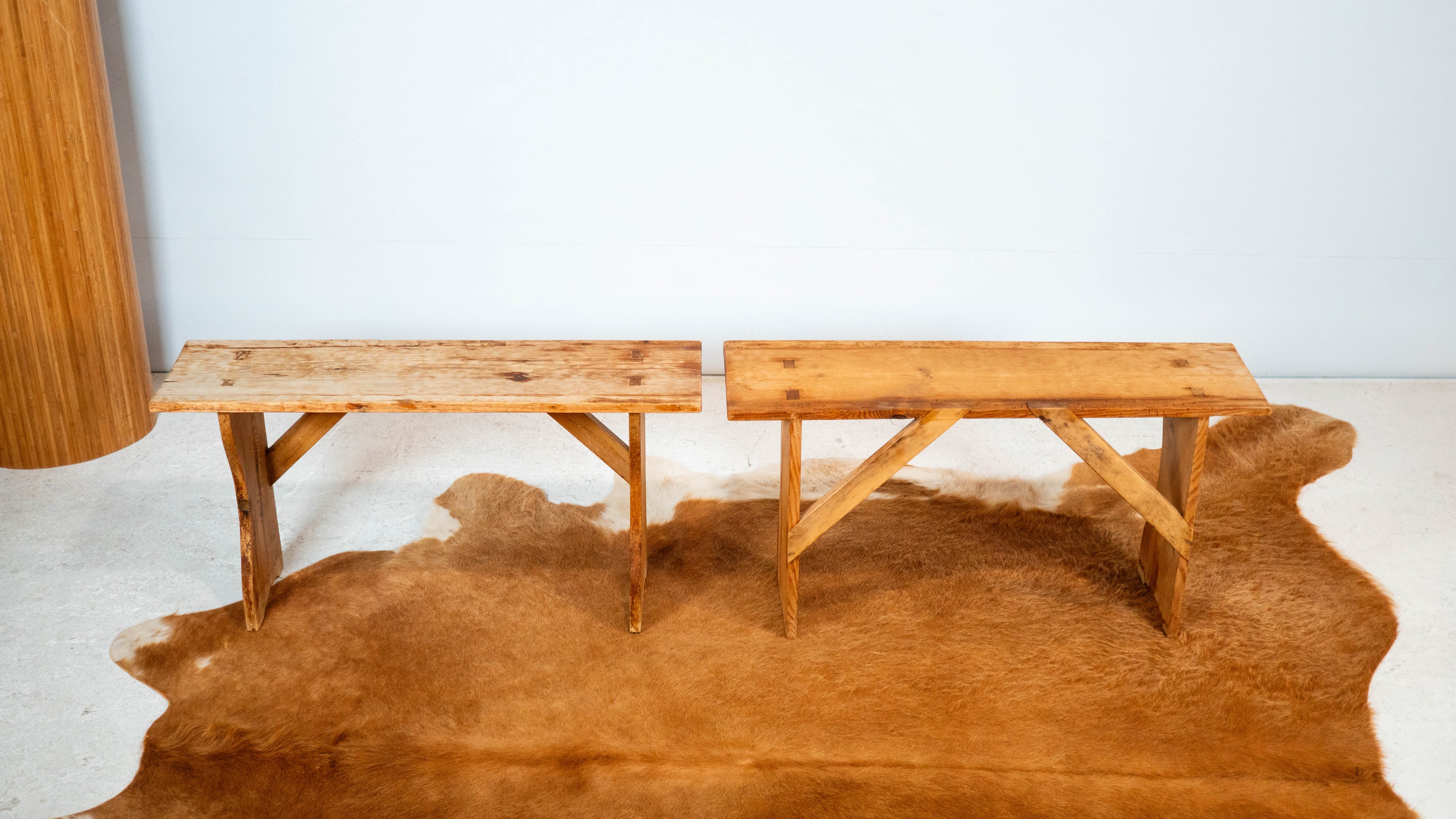 Primitive Pine Wood Rustic Bench (2 available)