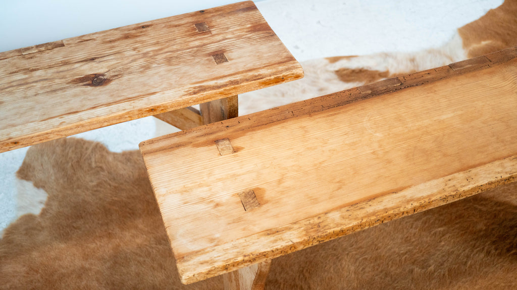 Primitive Pine Wood Rustic Bench (2 available)