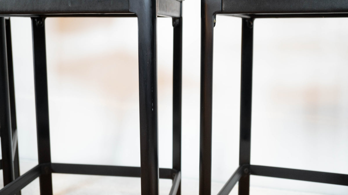 1980s Matteo Grassi Black Saddle Leather Sistina Bar Stools - Set of 4