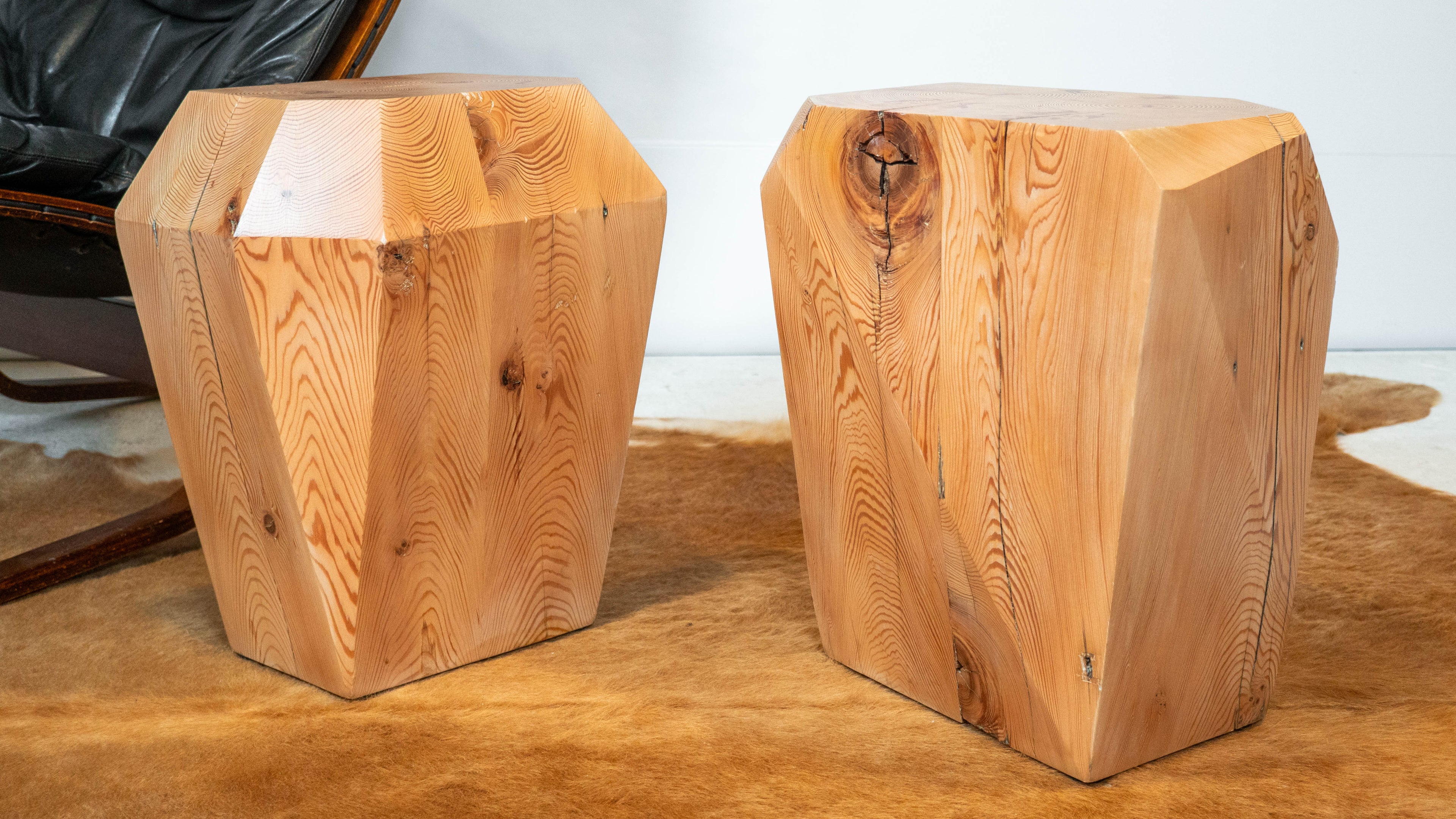 Studio Craft JB Blunk attr. Pine Wood Side Tables - A Pair