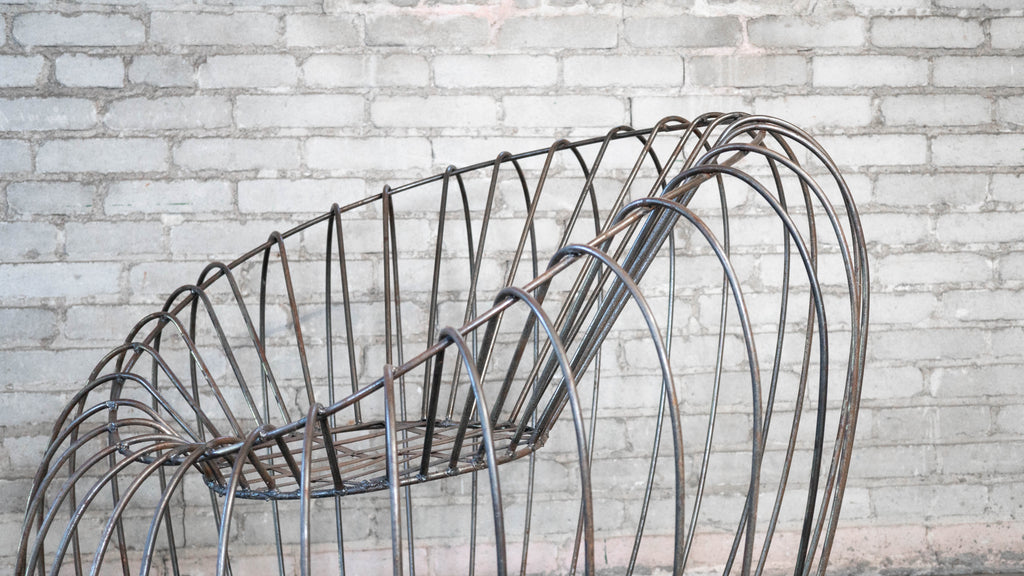 Mid Century Iron Bubble Lounge Chairs - a Pair