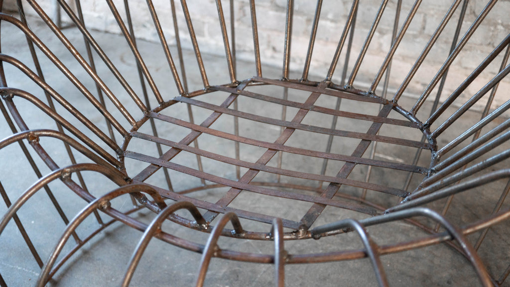 Mid Century Iron Bubble Lounge Chairs - a Pair