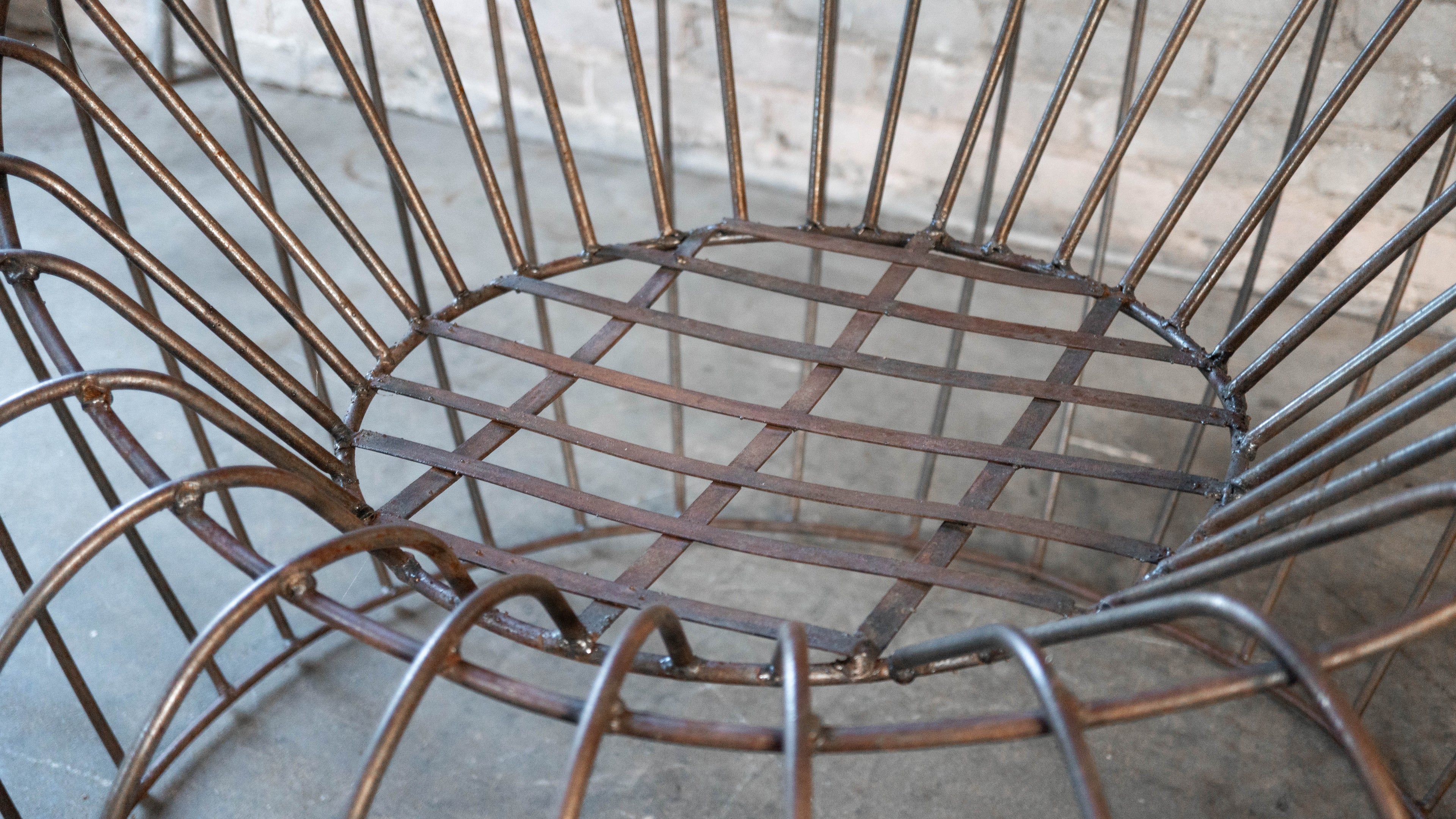 Mid Century Iron Bubble Lounge Chairs - a Pair