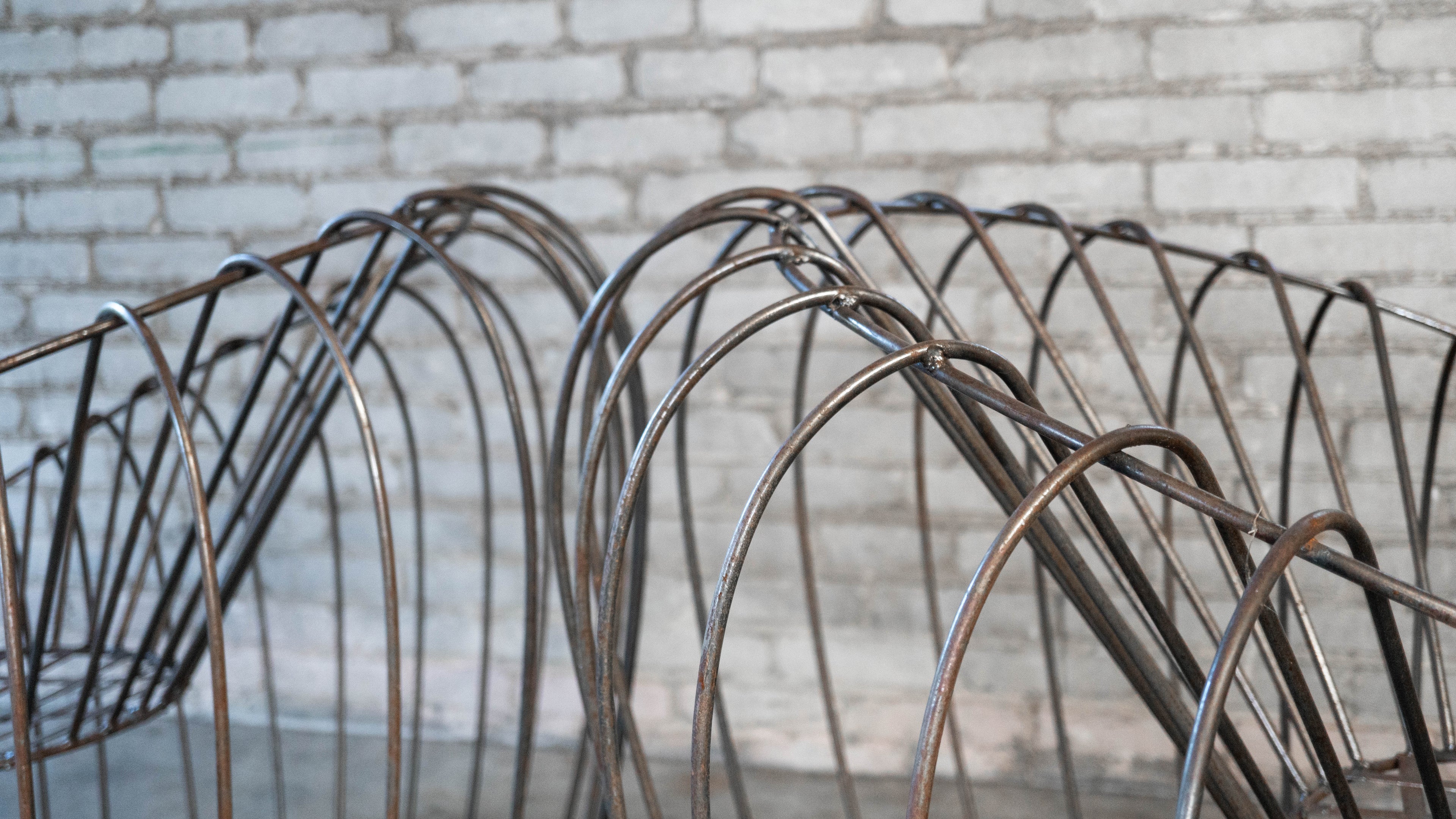 Mid Century Iron Bubble Lounge Chairs - a Pair