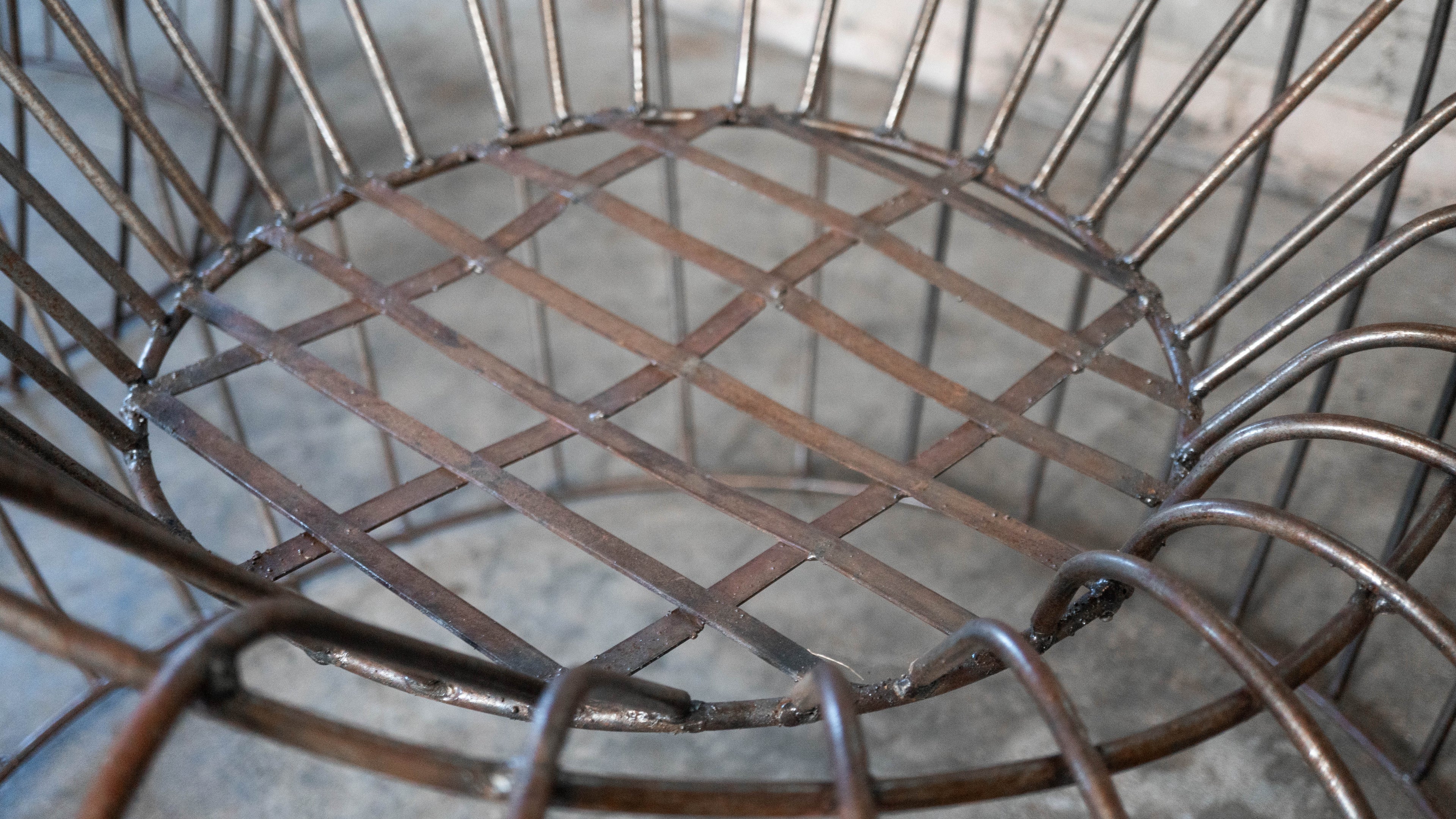 Mid Century Iron Bubble Lounge Chairs - a Pair