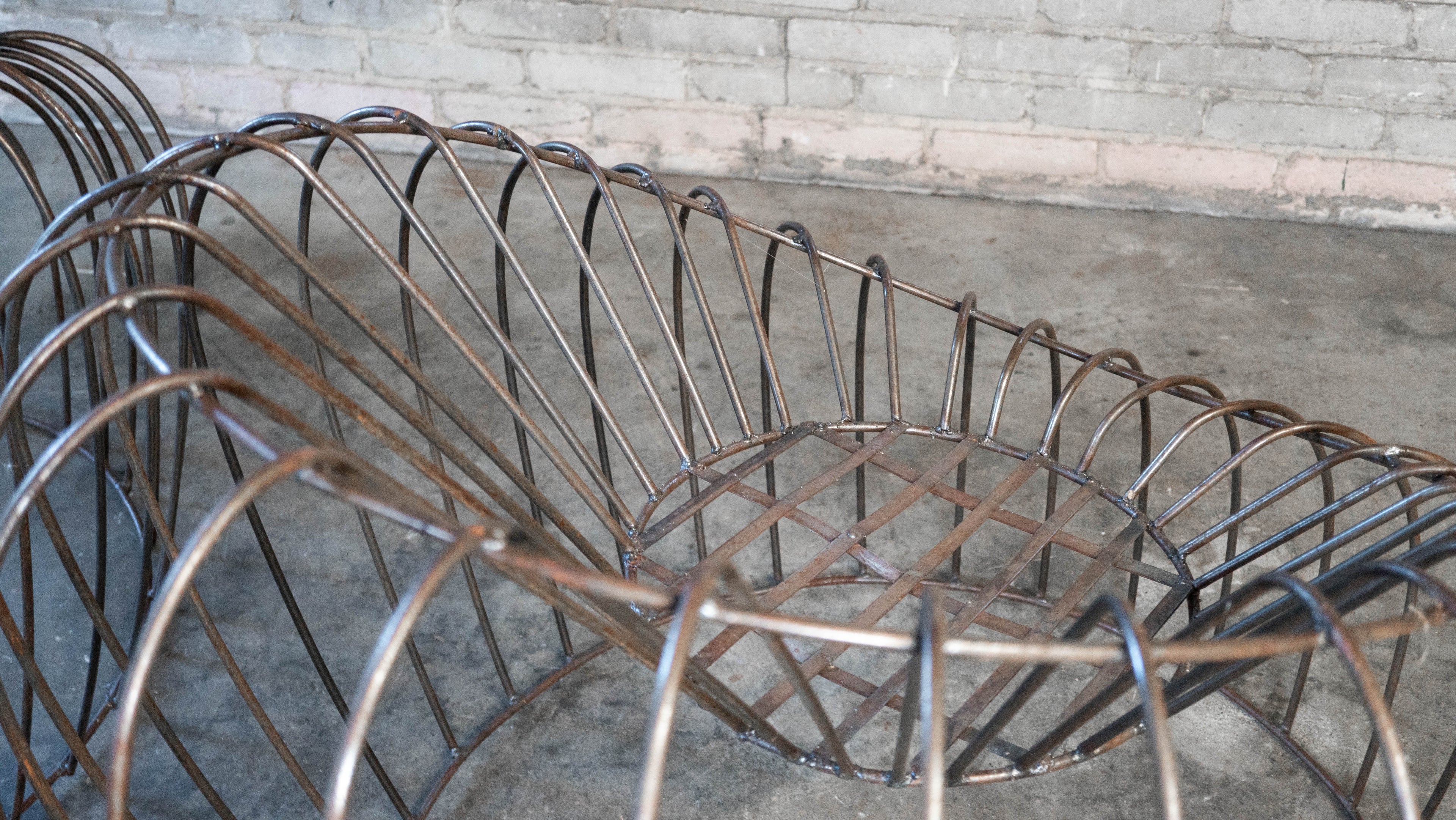 Mid Century Iron Bubble Lounge Chairs - a Pair