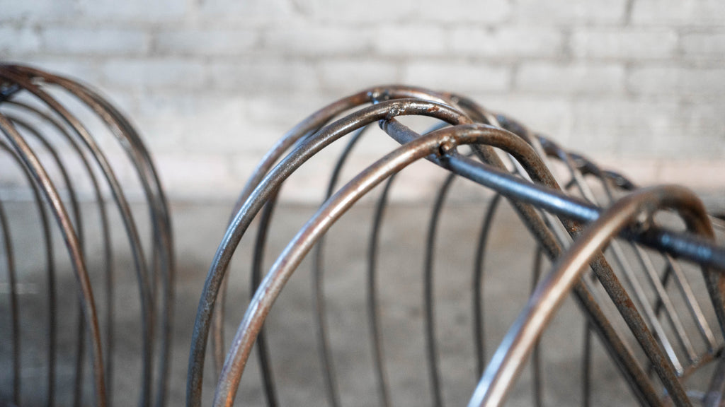 Mid Century Iron Bubble Lounge Chairs - a Pair
