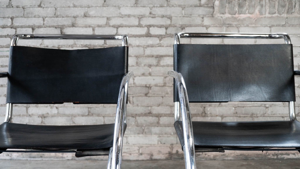 Vintage Mid Century Chairs Mies Van Der Rohe 'Mr20' Attr. Chairs - A Pair