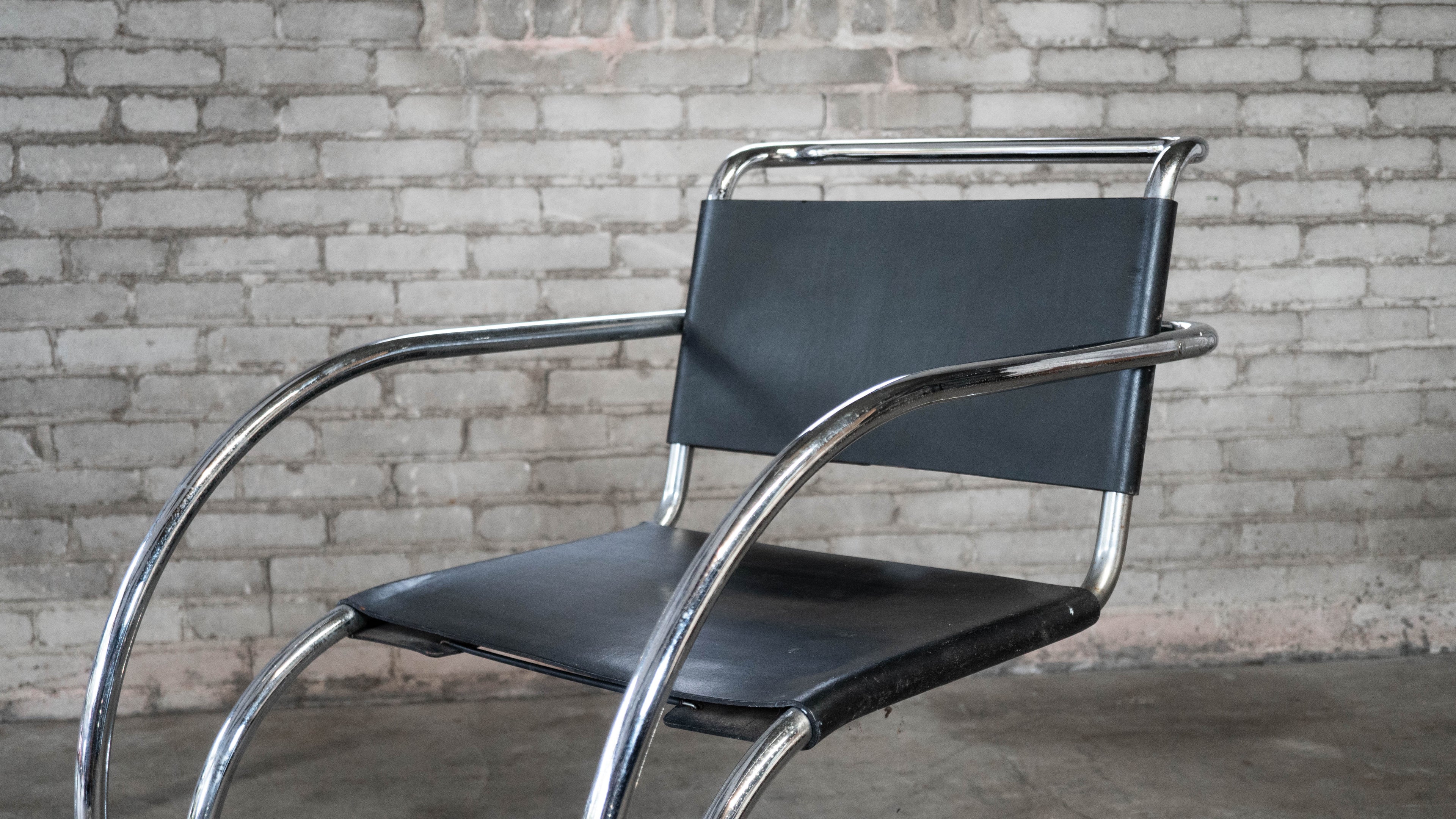 Vintage Mid Century Chairs Mies Van Der Rohe 'Mr20' Attr. Chairs - A Pair