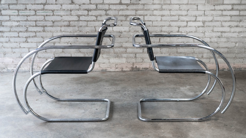Vintage Mid Century Chairs Mies Van Der Rohe 'Mr20' Attr. Chairs - A Pair
