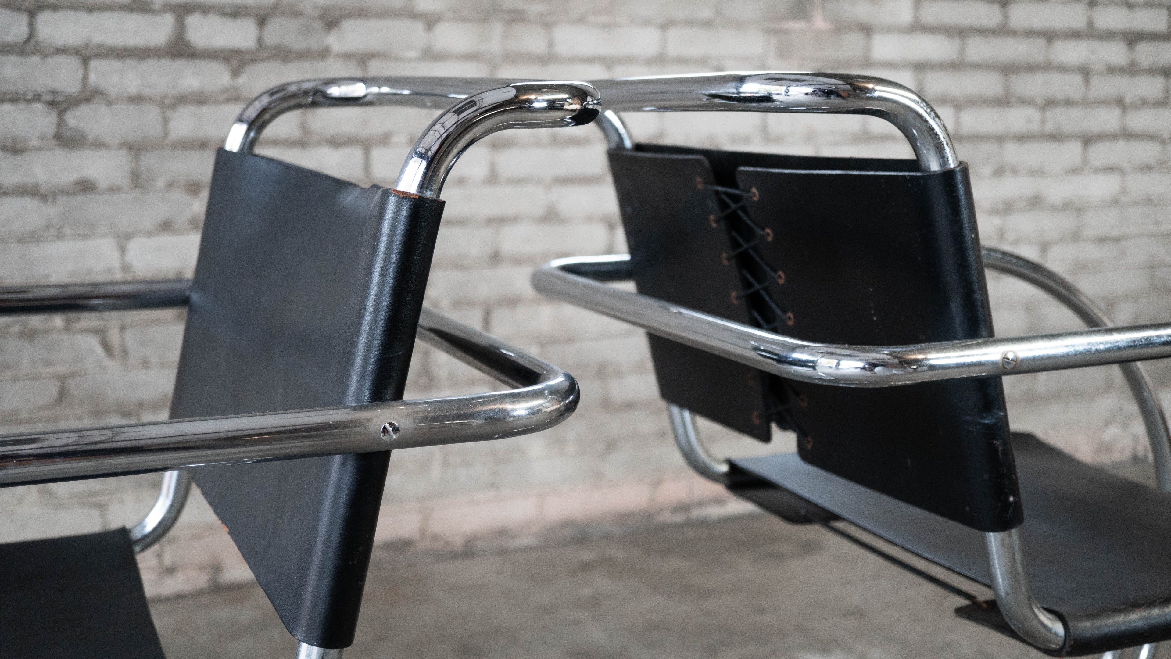 Vintage Mid Century Chairs Mies Van Der Rohe 'Mr20' Attr. Chairs - A Pair