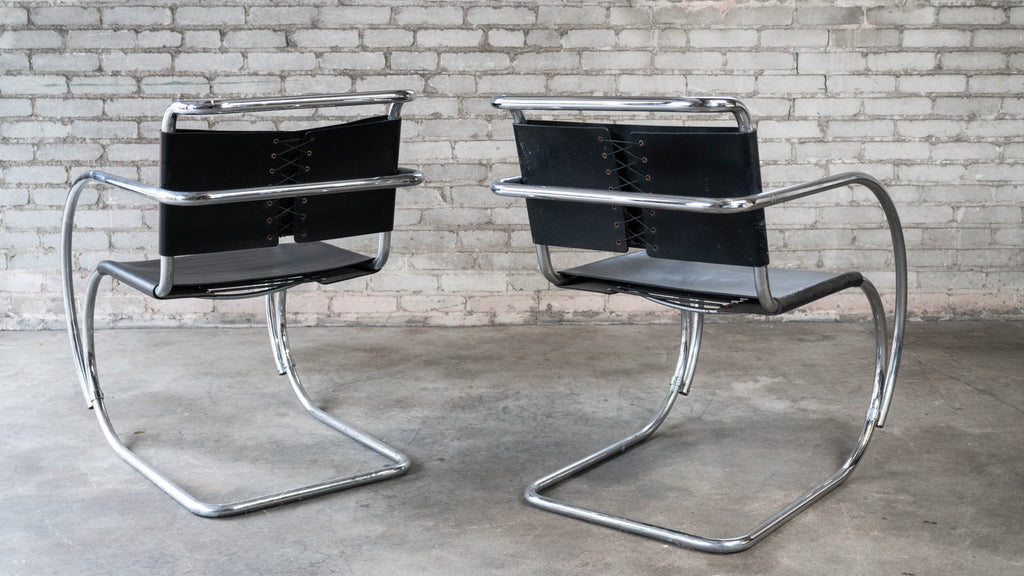 Vintage Mid Century Chairs Mies Van Der Rohe 'Mr20' Attr. Chairs - A Pair