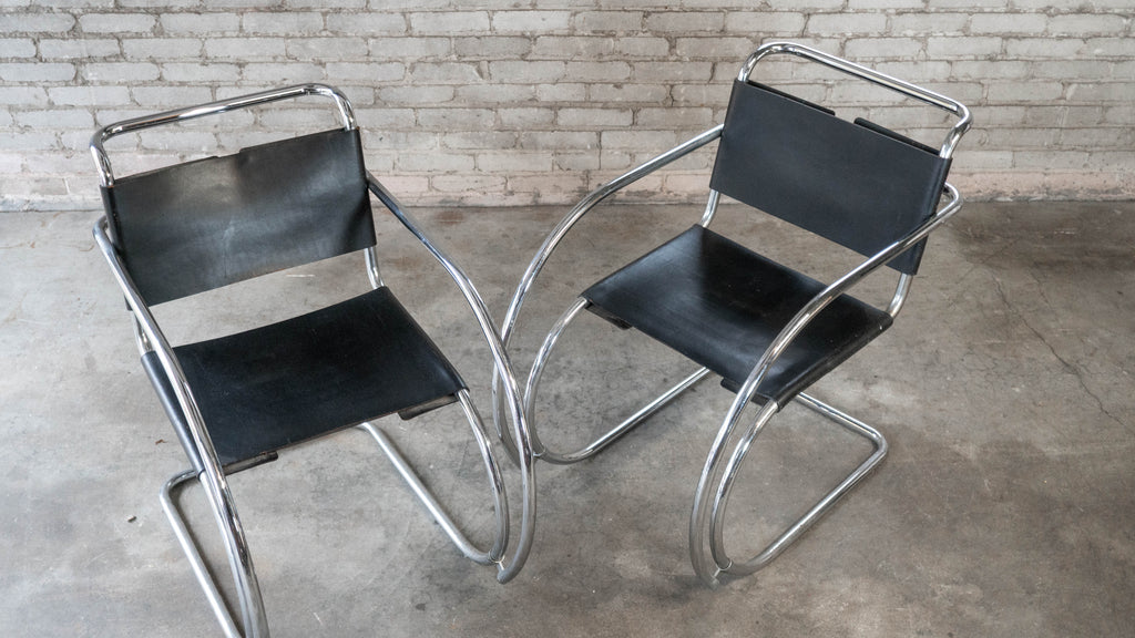 Vintage Mid Century Chairs Mies Van Der Rohe 'Mr20' Attr. Chairs - A Pair