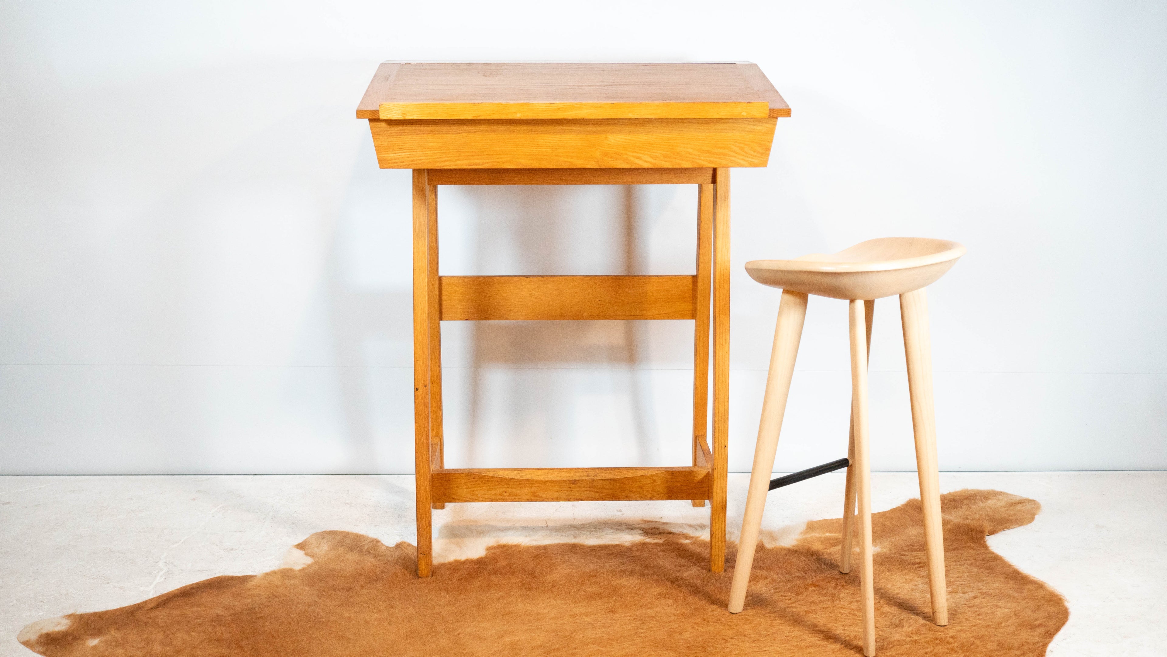 Vintage Charles Webb Architect Standing Desk Oak Wood