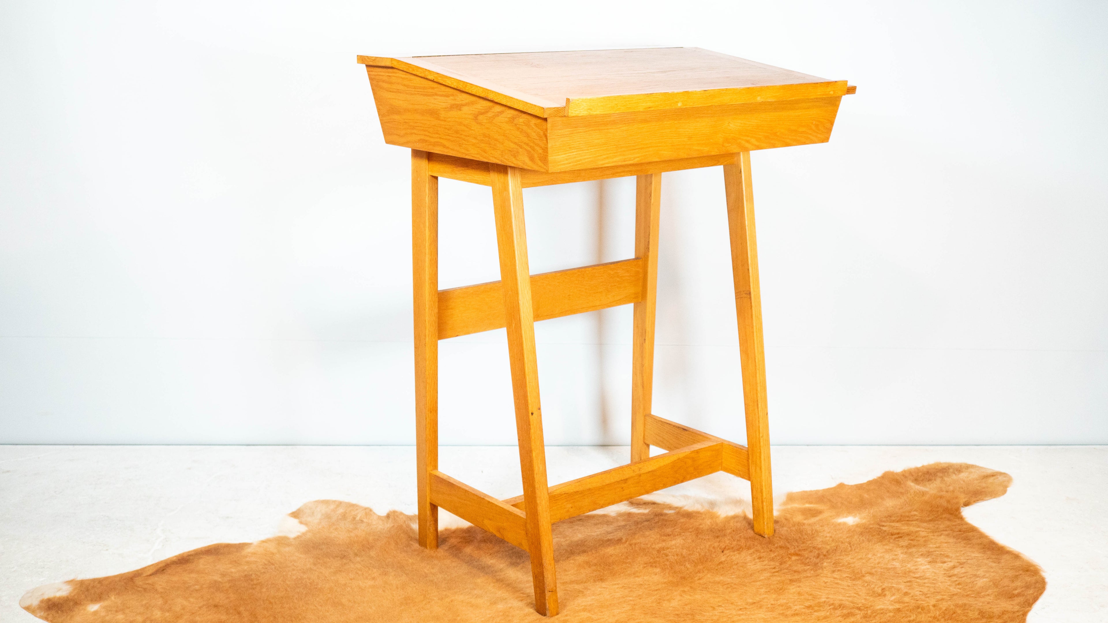 Vintage Charles Webb Architect Standing Desk Oak Wood