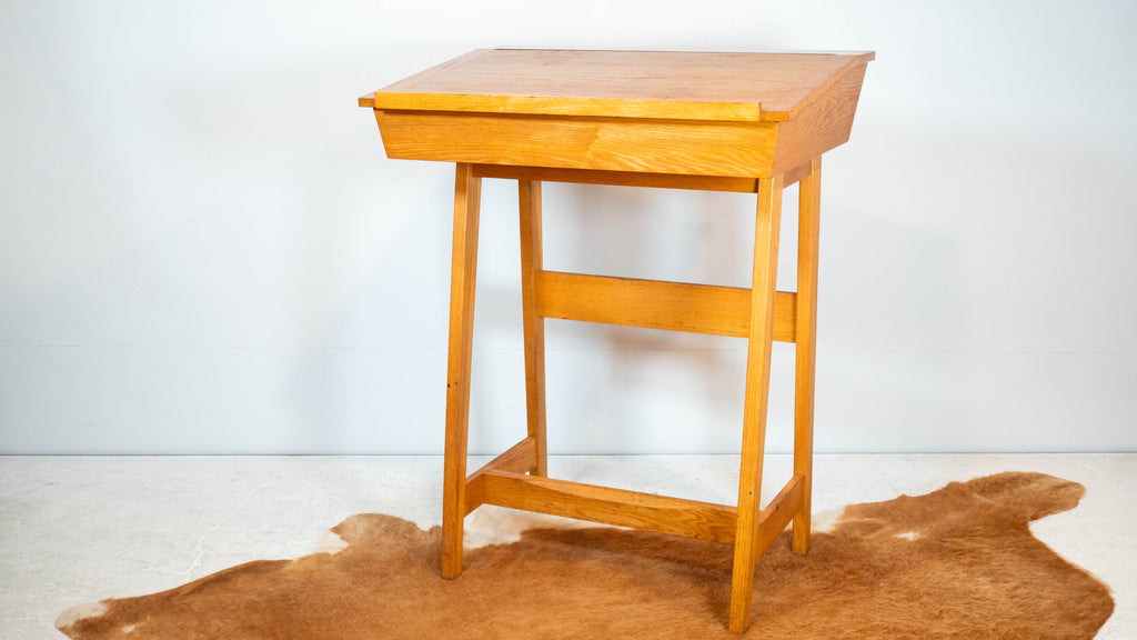 Vintage Charles Webb Architect Standing Desk Oak Wood