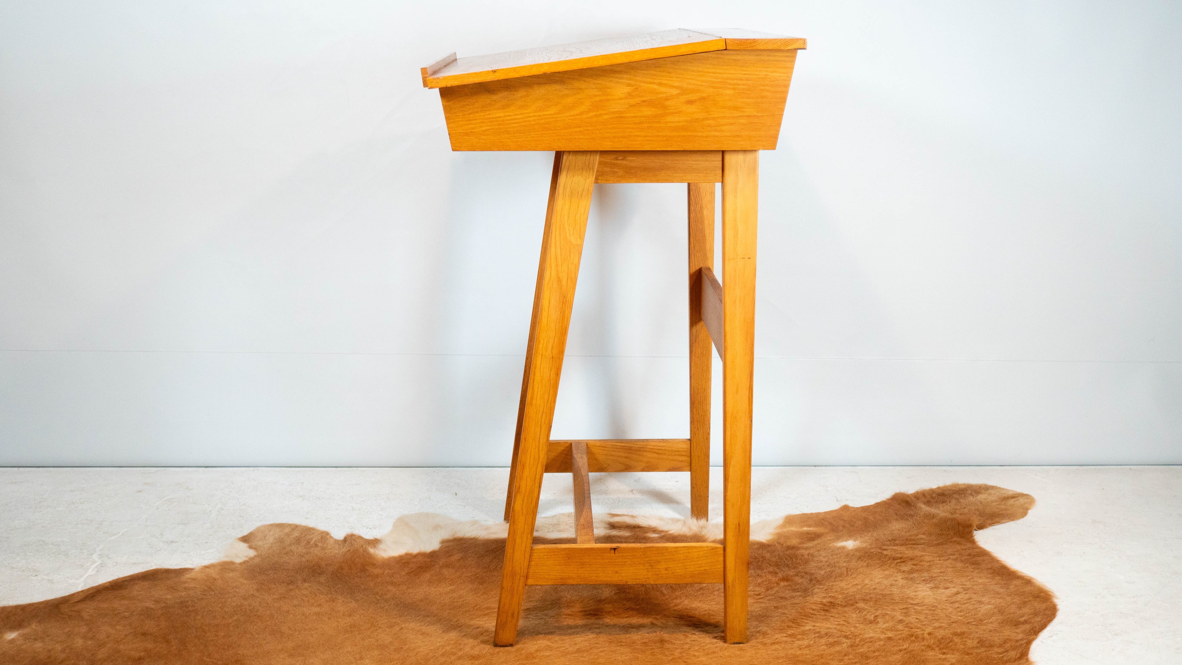 Vintage Charles Webb Architect Standing Desk Oak Wood