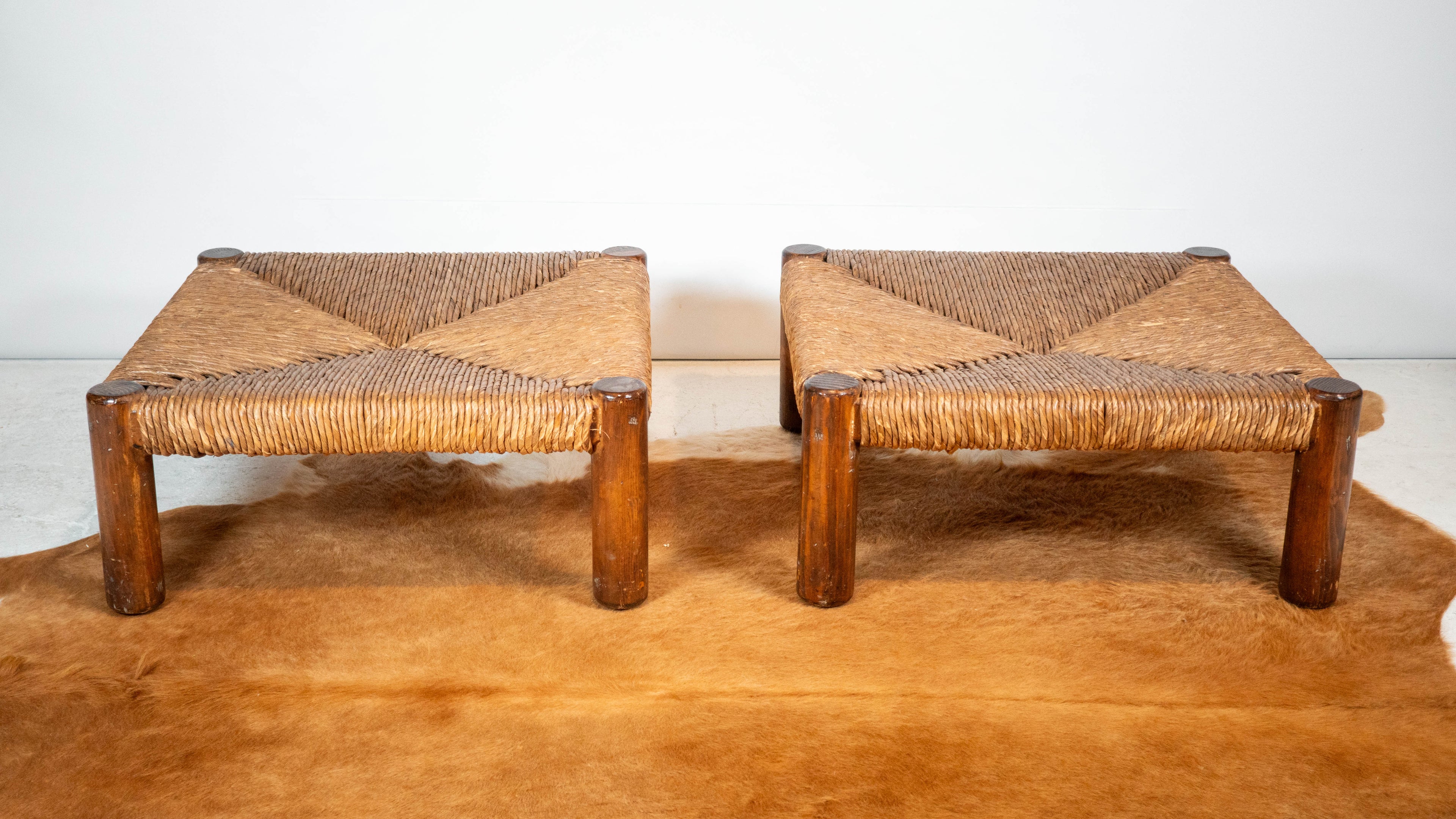 Rustic 'Montana' Ottomans by Michael Taylor for Kreiss