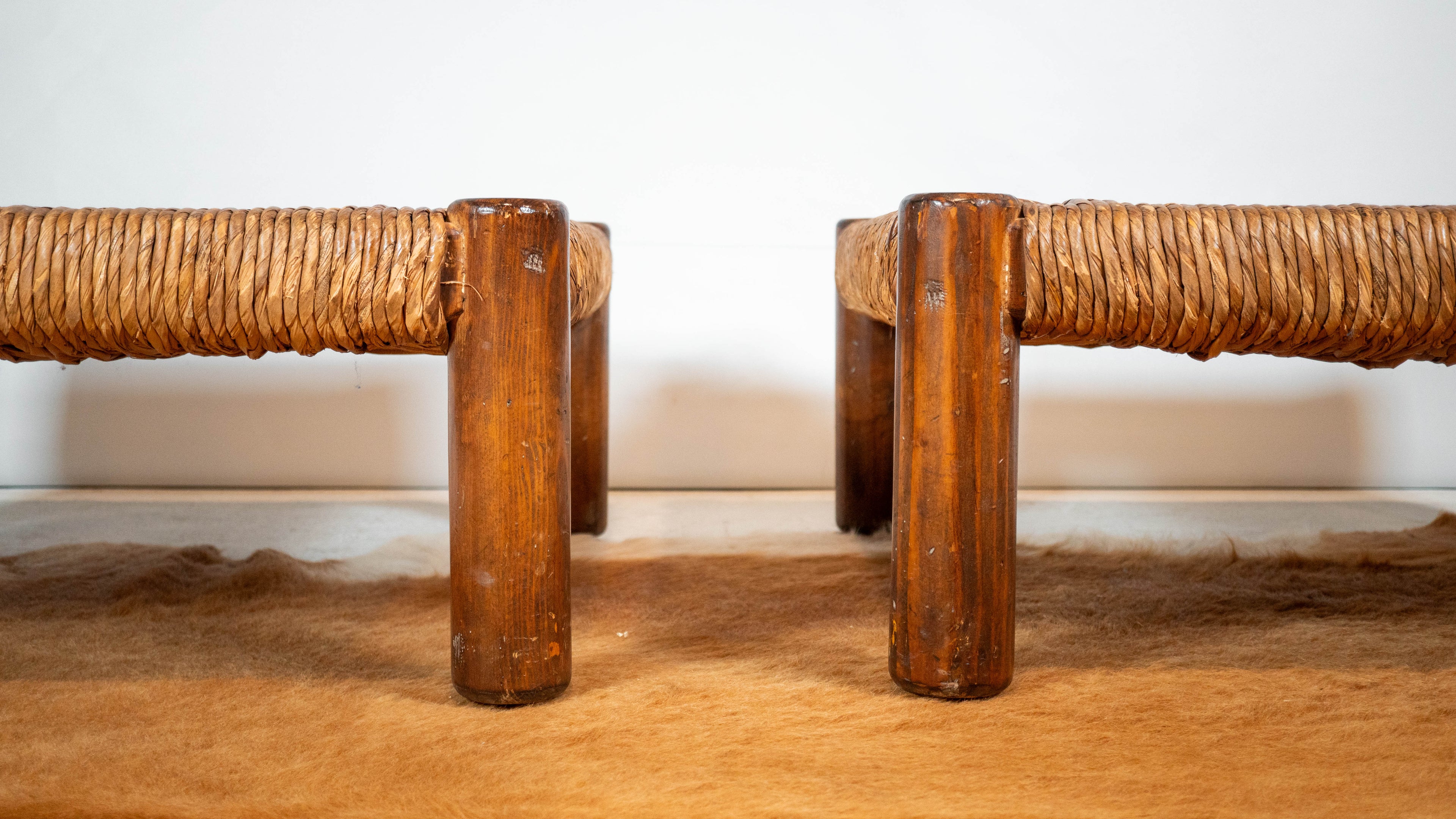 Rustic 'Montana' Ottomans by Michael Taylor for Kreiss