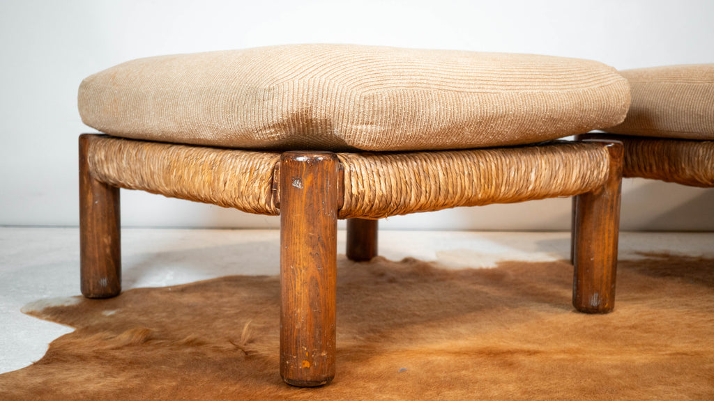 Rustic 'Montana' Ottomans by Michael Taylor for Kreiss