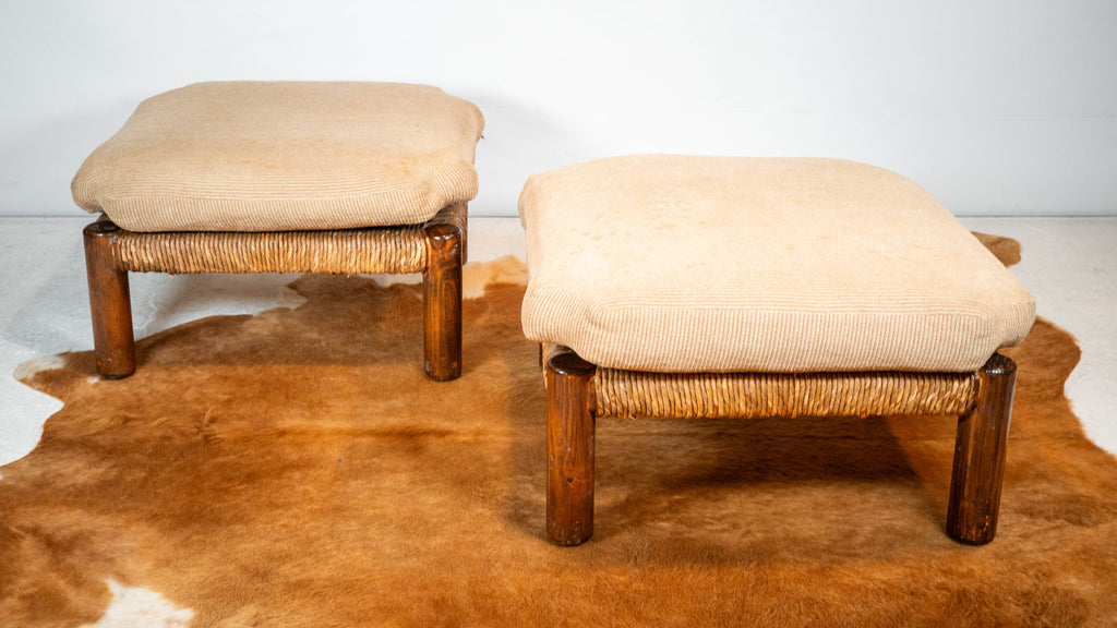 Rustic 'Montana' Ottomans by Michael Taylor for Kreiss