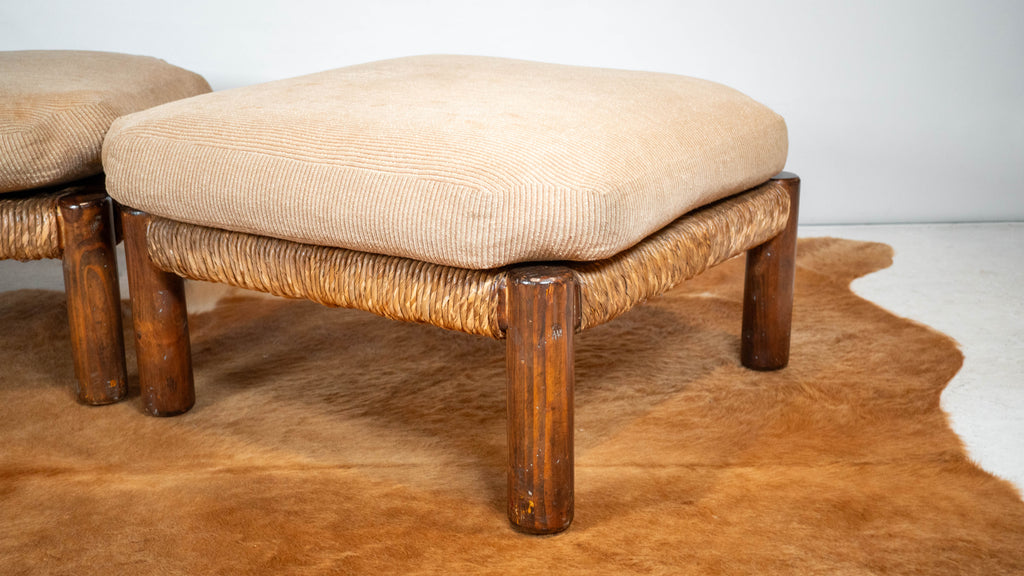 Rustic 'Montana' Ottomans by Michael Taylor for Kreiss