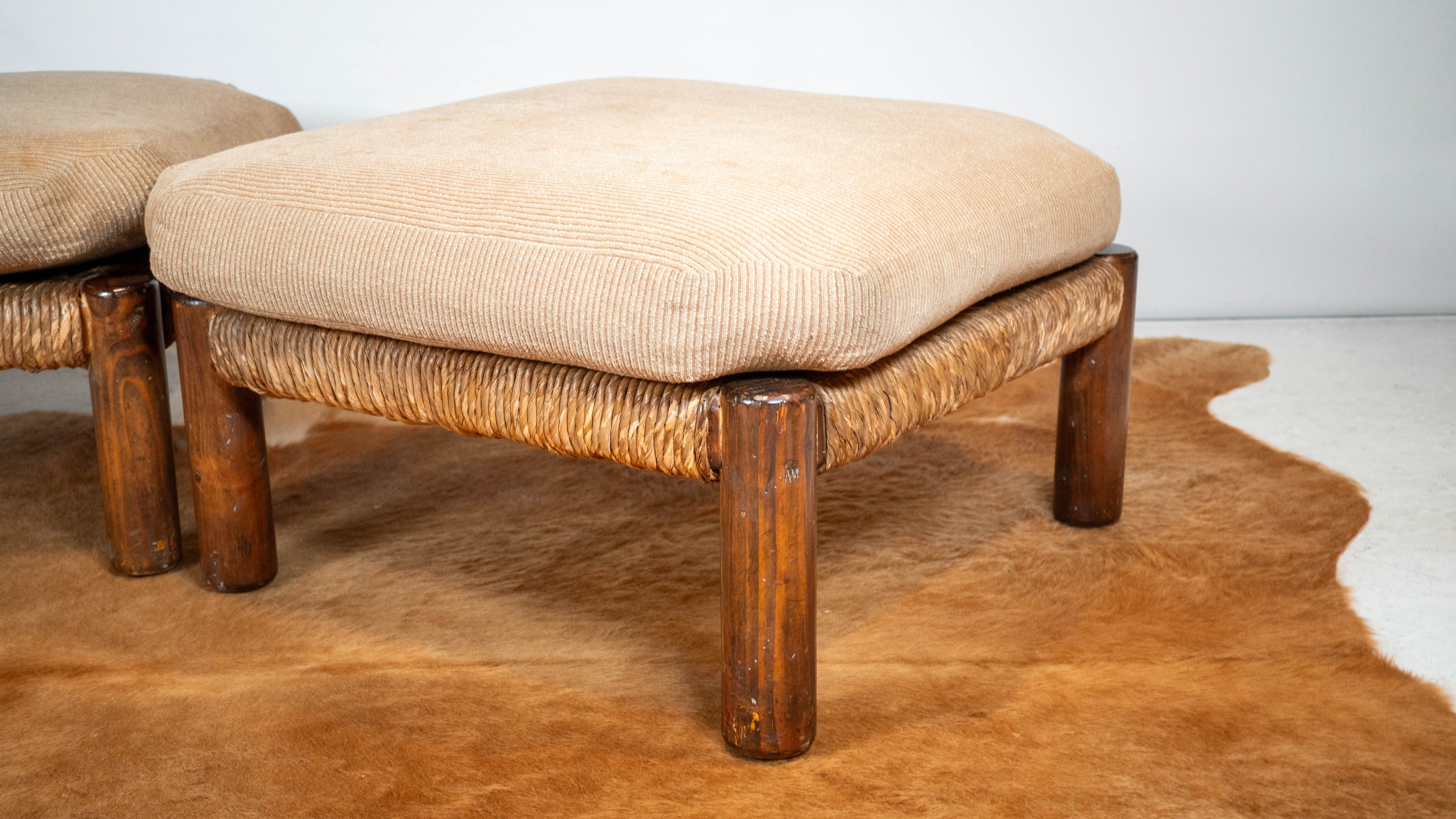 Rustic 'Montana' Ottomans by Michael Taylor for Kreiss