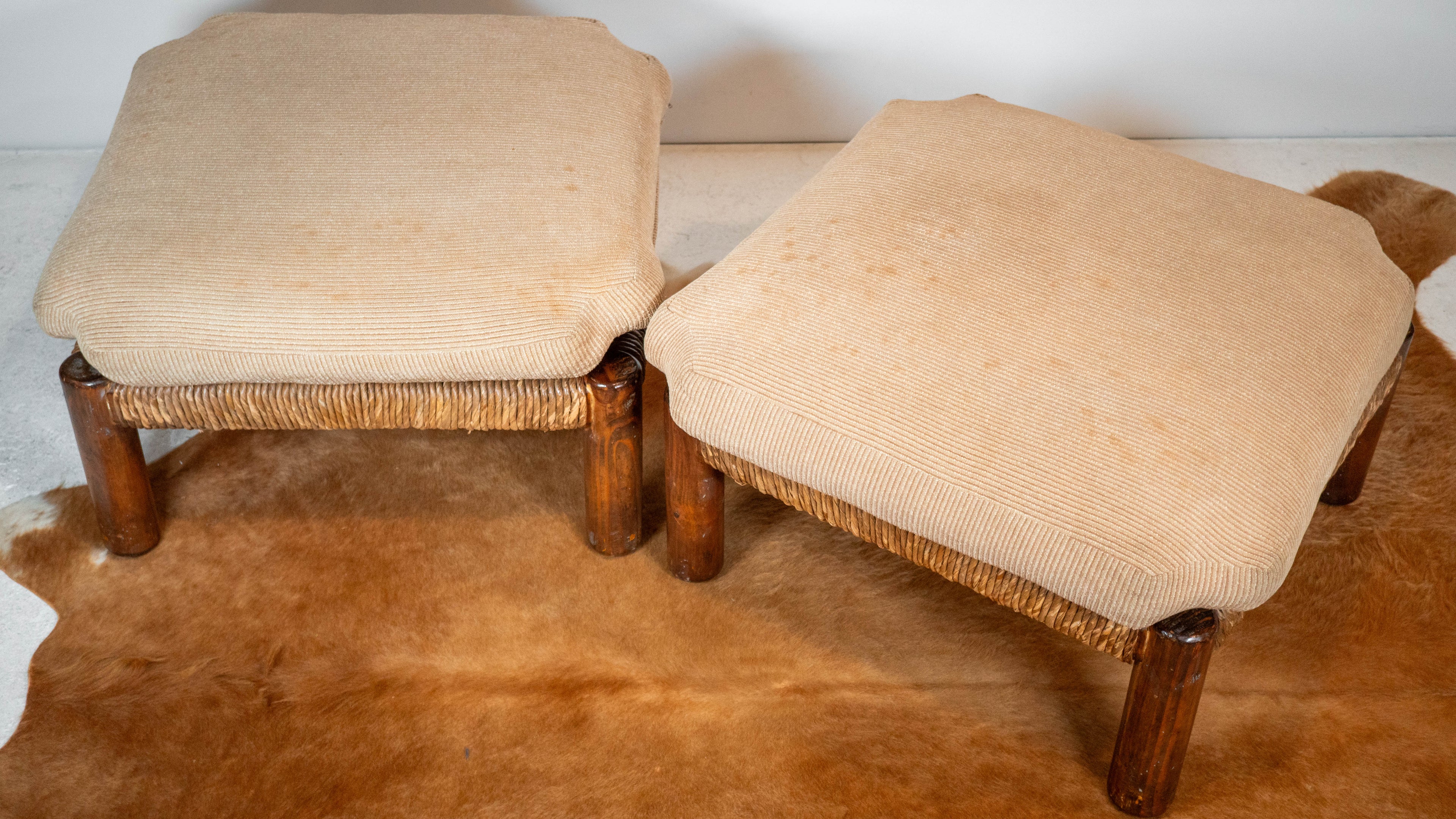 Rustic 'Montana' Ottomans by Michael Taylor for Kreiss
