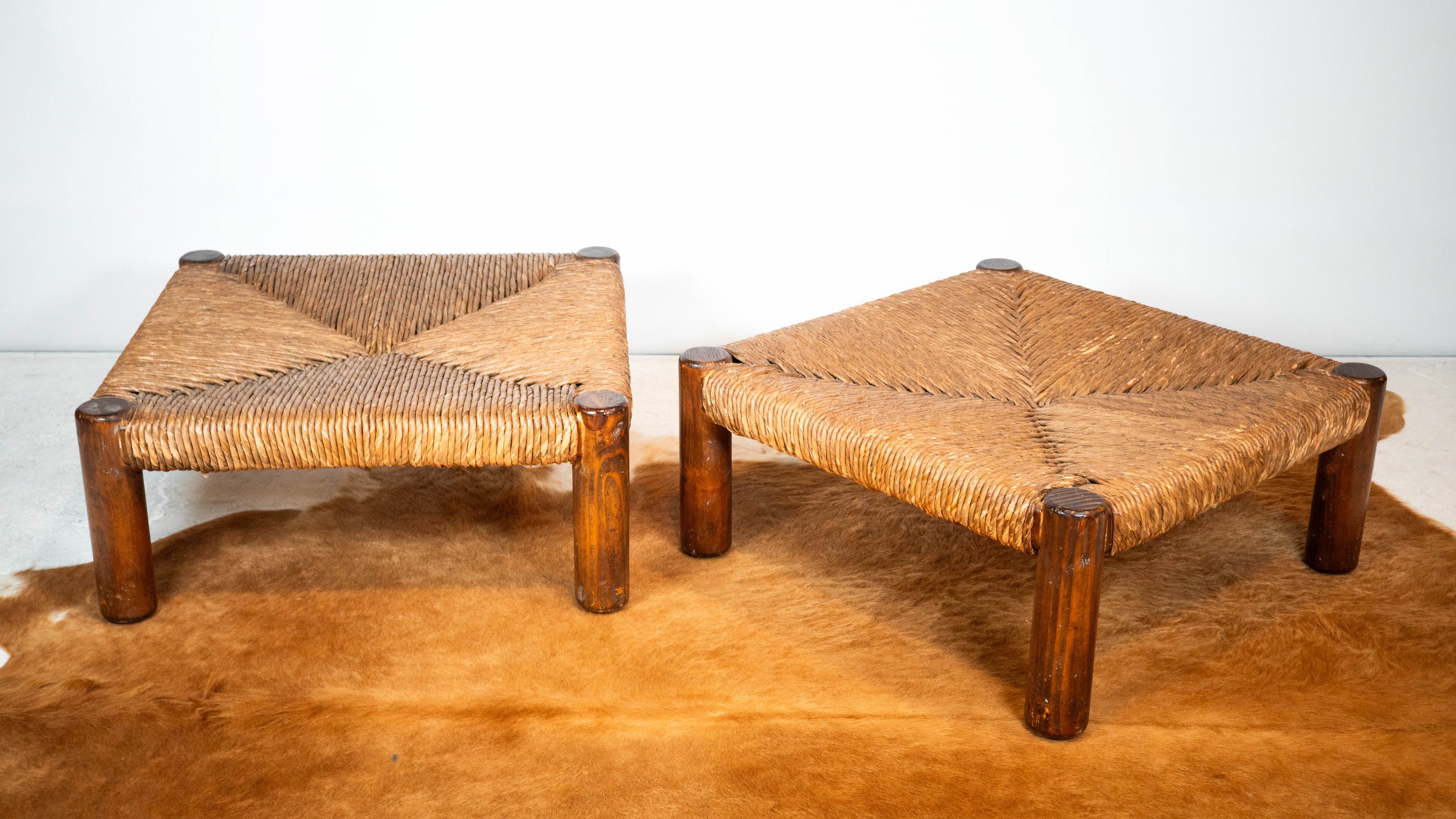Rustic 'Montana' Ottomans by Michael Taylor for Kreiss