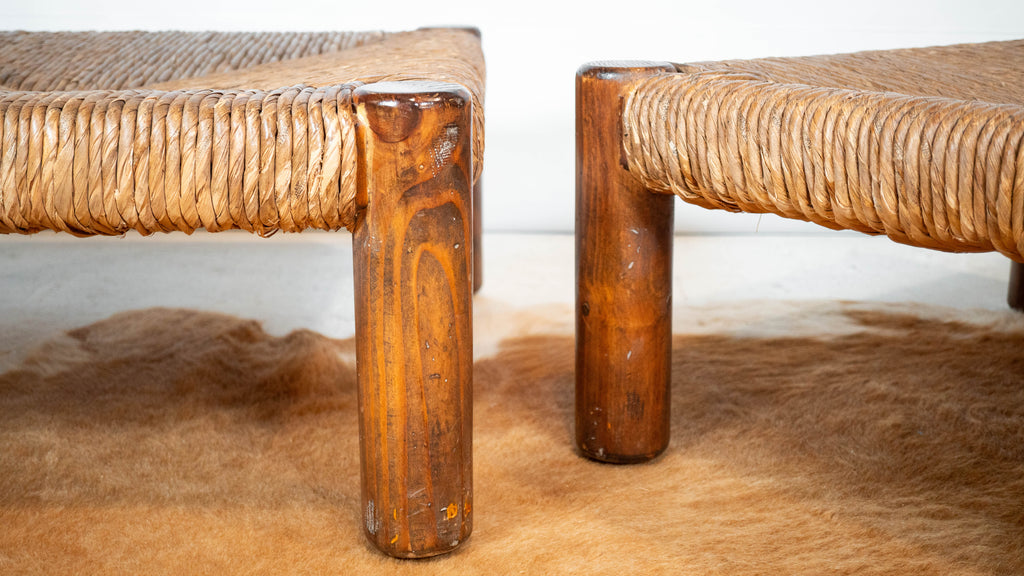 Rustic 'Montana' Ottomans by Michael Taylor for Kreiss