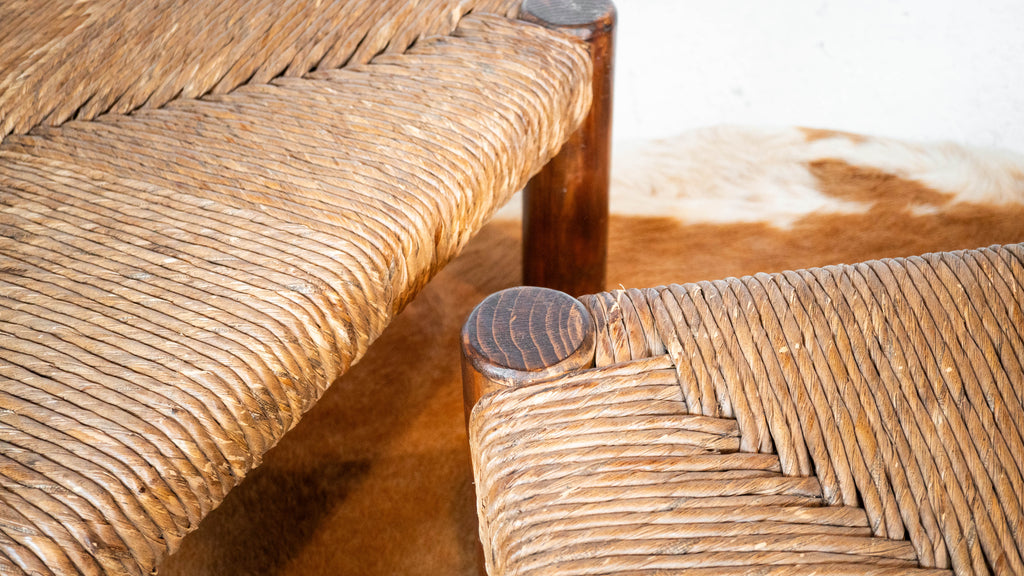 Rustic 'Montana' Ottomans by Michael Taylor for Kreiss