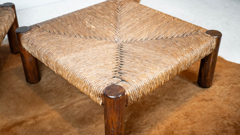 Rustic 'Montana' Ottomans by Michael Taylor for Kreiss