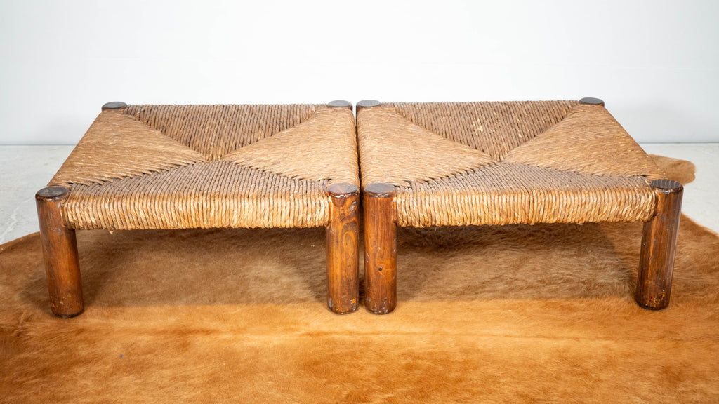 Rustic 'Montana' Ottomans by Michael Taylor for Kreiss