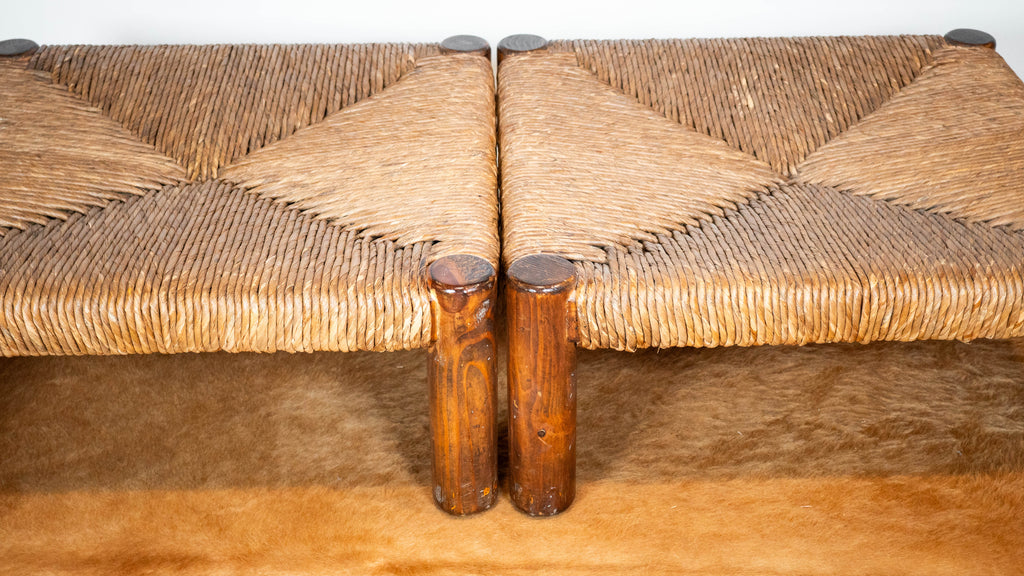 Rustic 'Montana' Ottomans by Michael Taylor for Kreiss