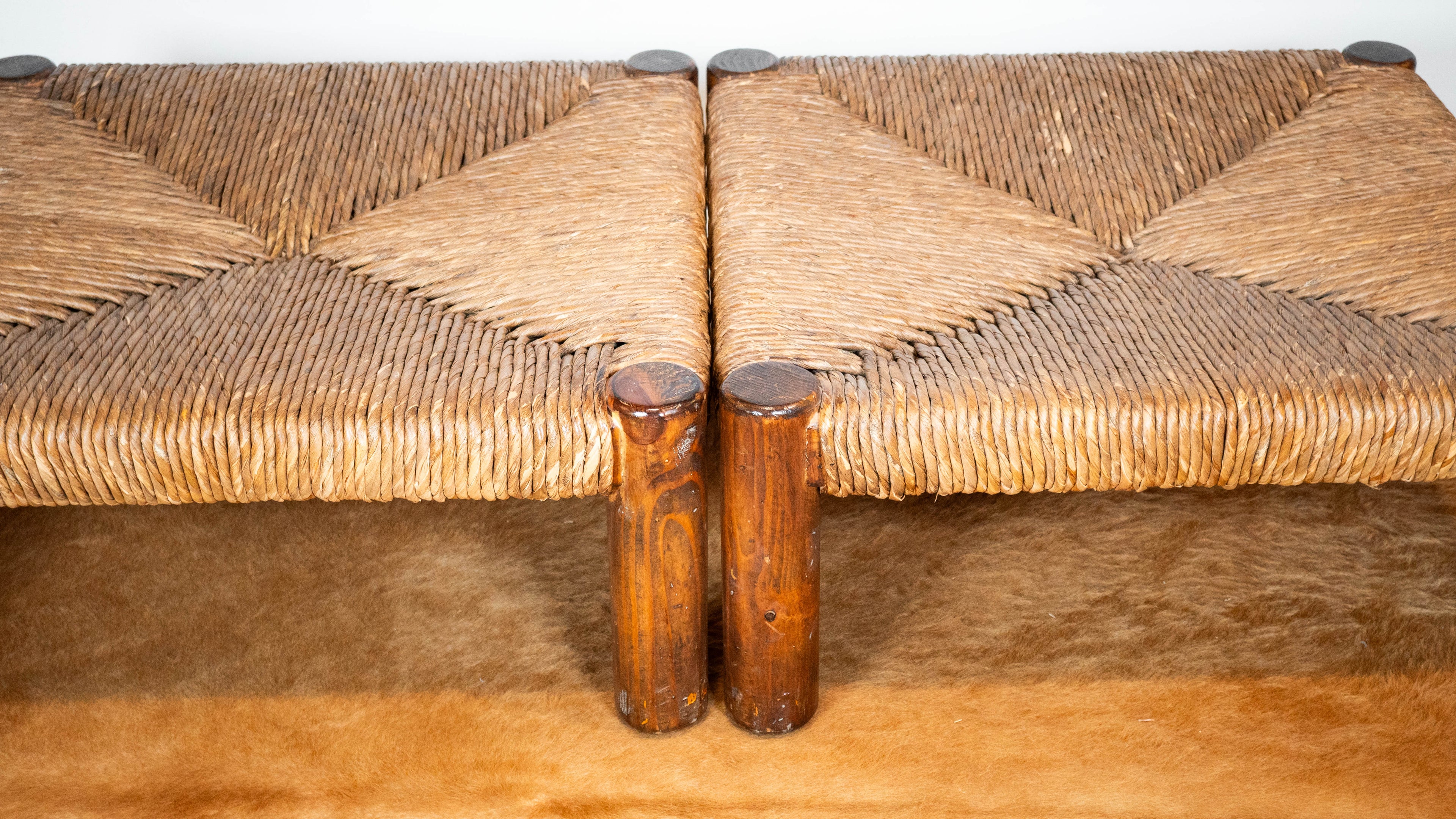 Rustic 'Montana' Ottomans by Michael Taylor for Kreiss