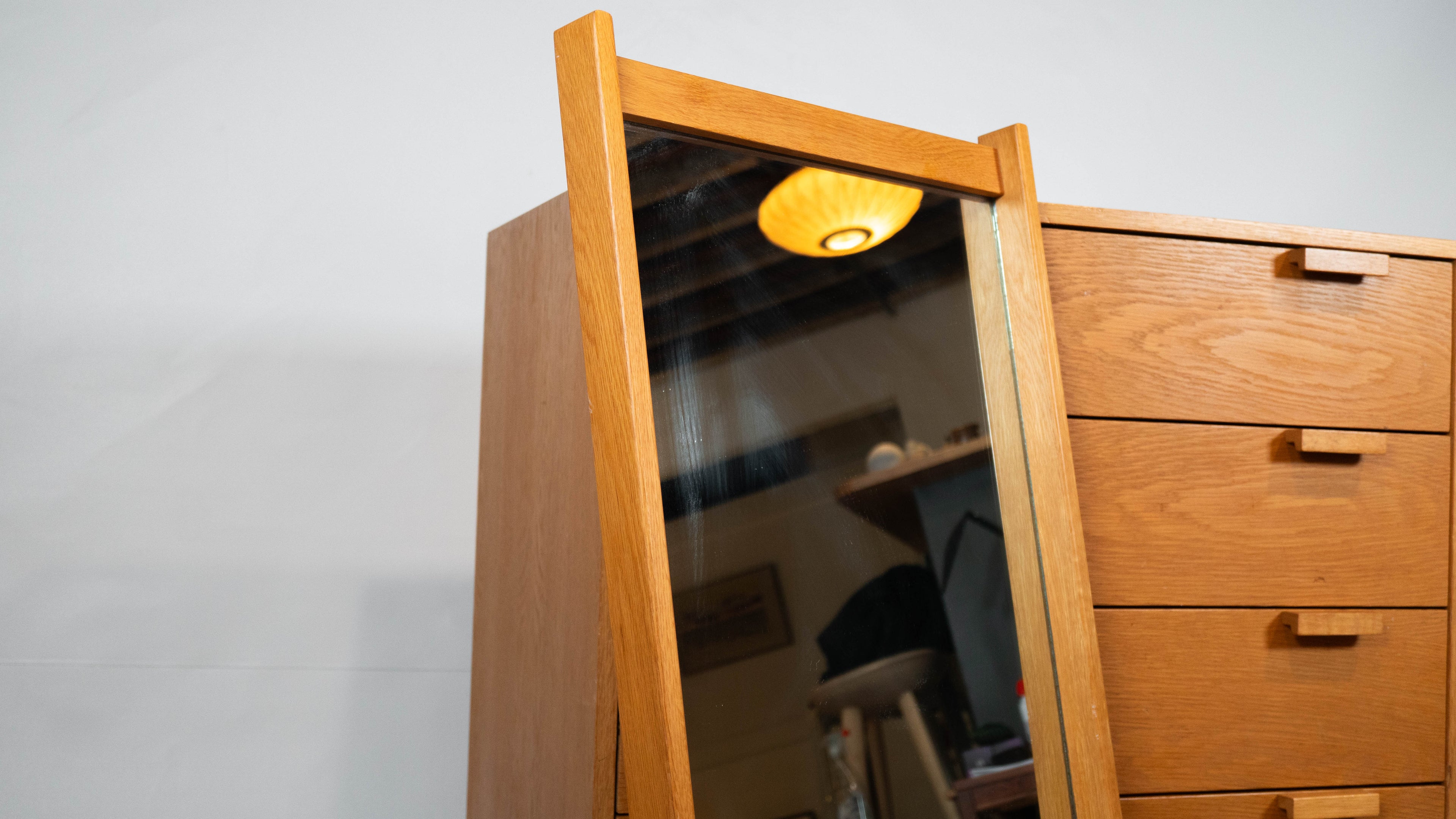 Vintage Charles Webb White Oak Mirror