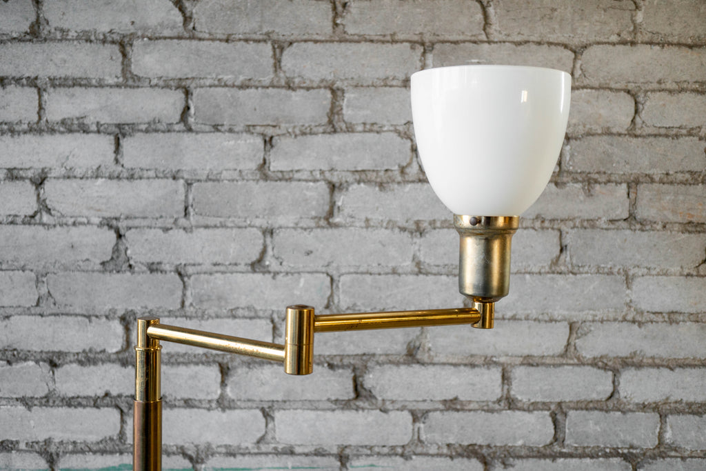 Vintage Walter Von Nessen Brass Floor Lamp With Swing Arm