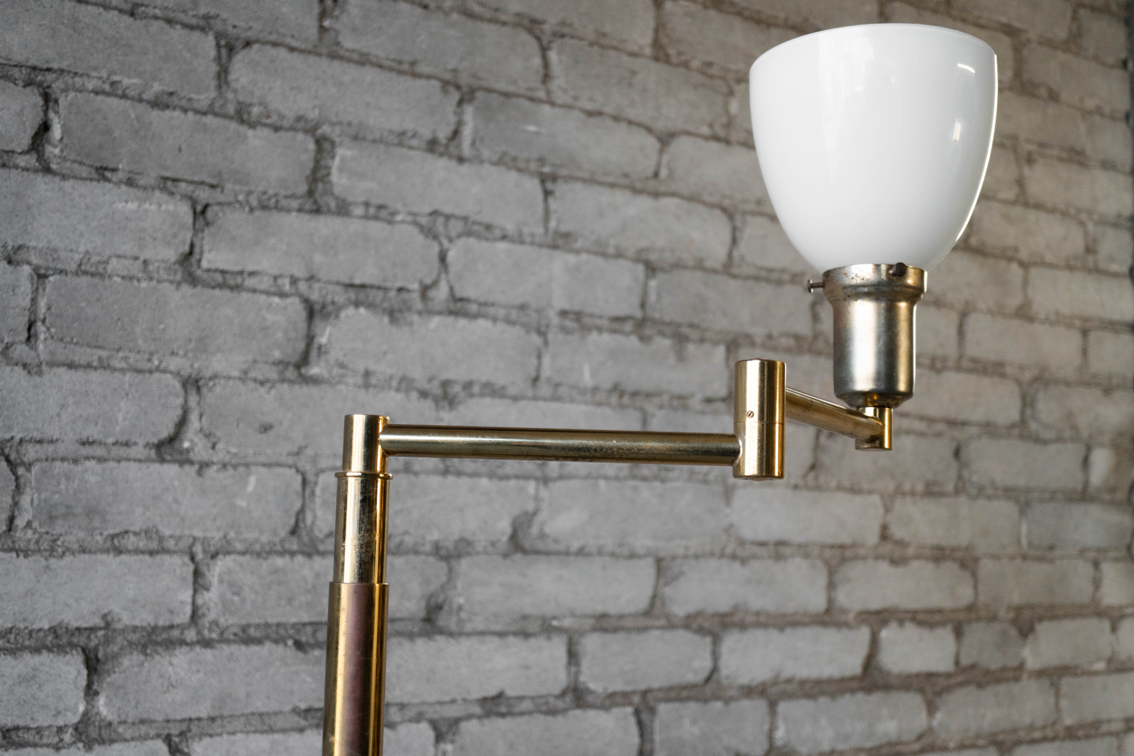 Vintage Walter Von Nessen Brass Floor Lamp With Swing Arm