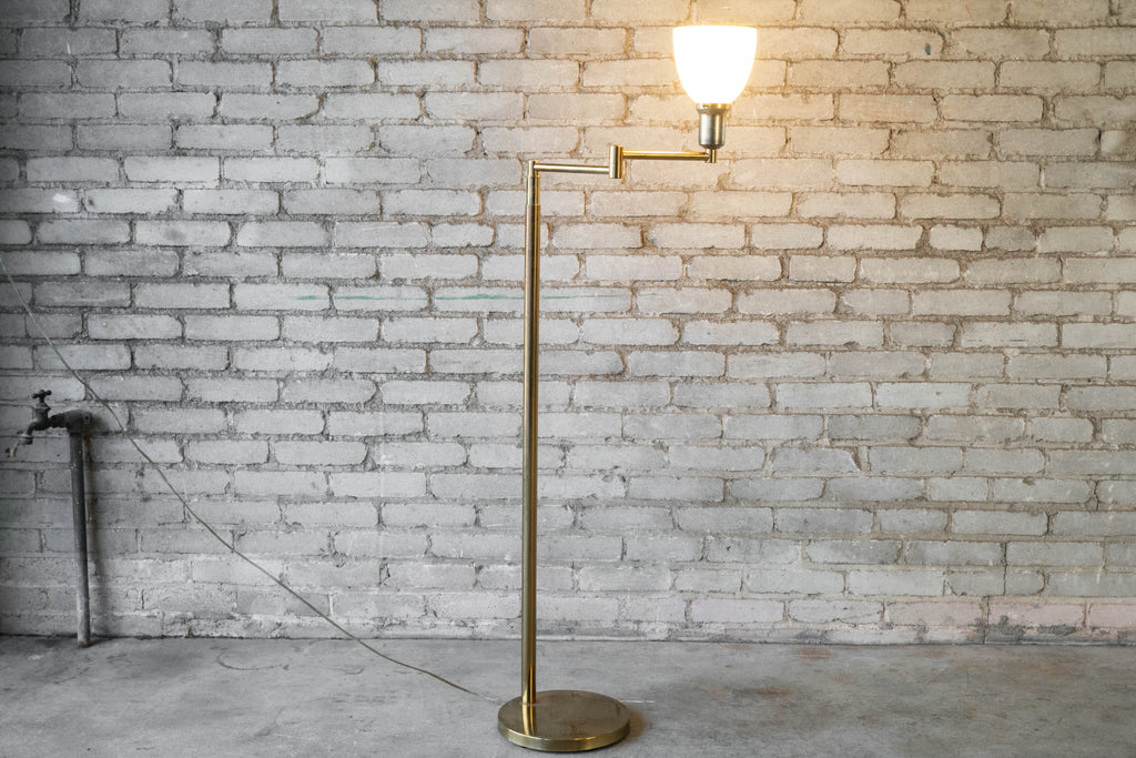 Vintage Walter Von Nessen Brass Floor Lamp With Swing Arm