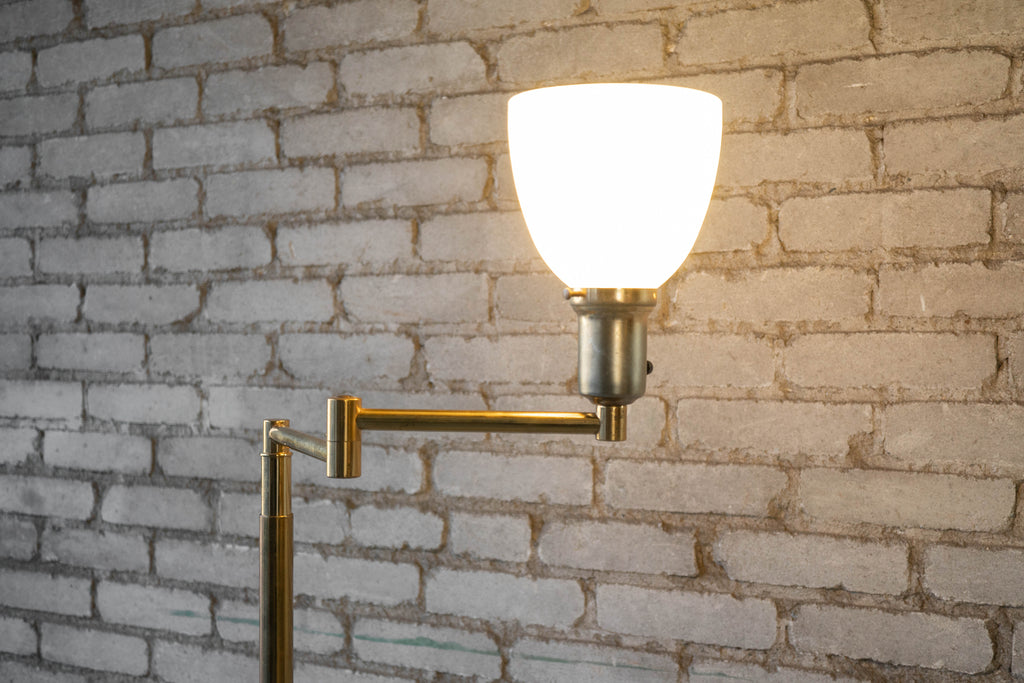 Vintage Walter Von Nessen Brass Floor Lamp With Swing Arm