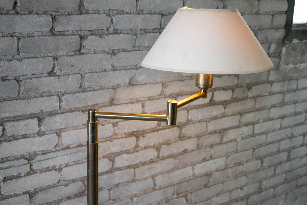 Vintage Walter Von Nessen Brass Floor Lamp With Swing Arm