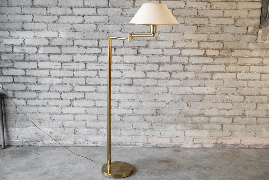 Vintage Walter Von Nessen Brass Floor Lamp With Swing Arm