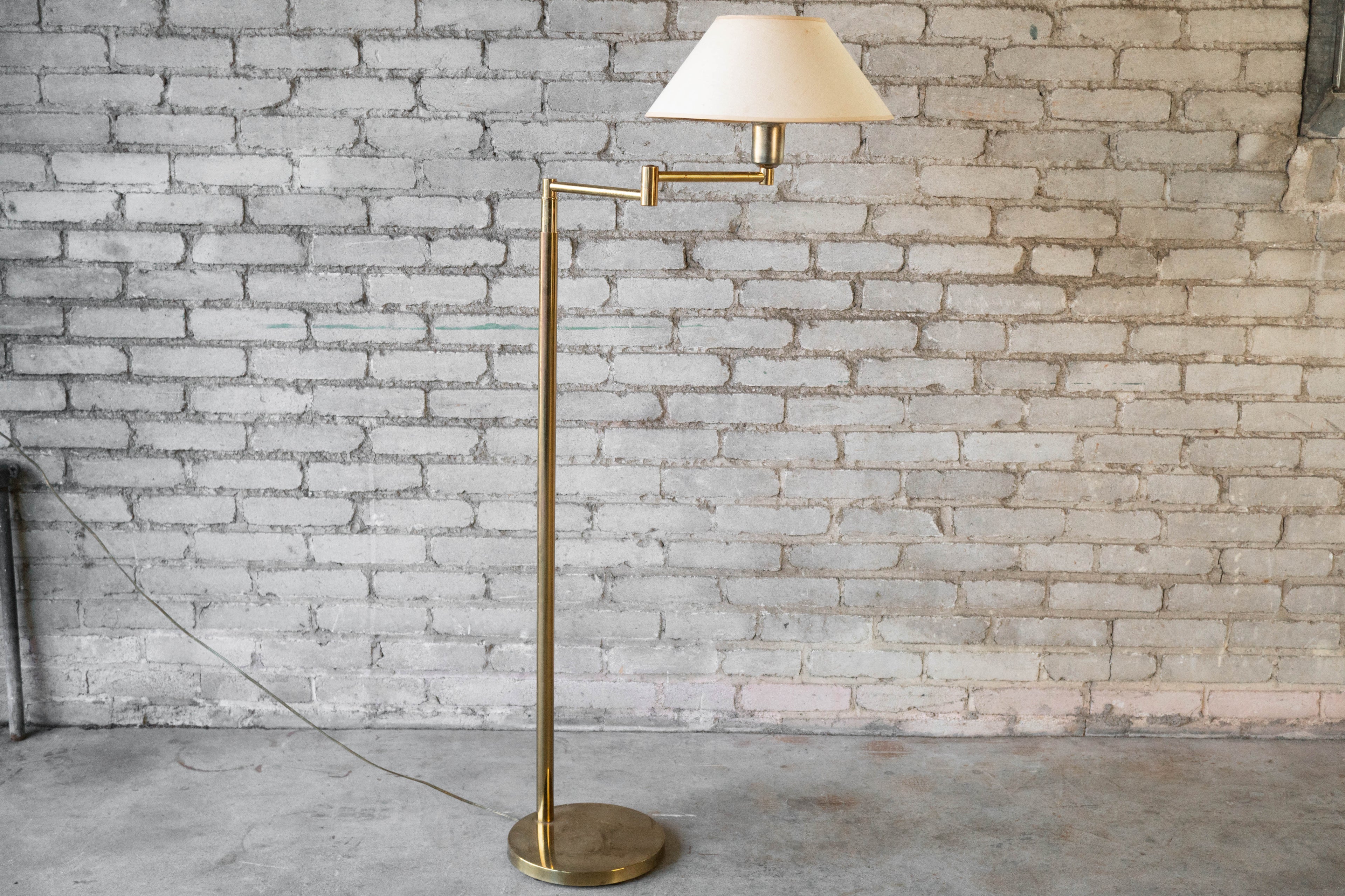 Vintage Walter Von Nessen Brass Floor Lamp With Swing Arm