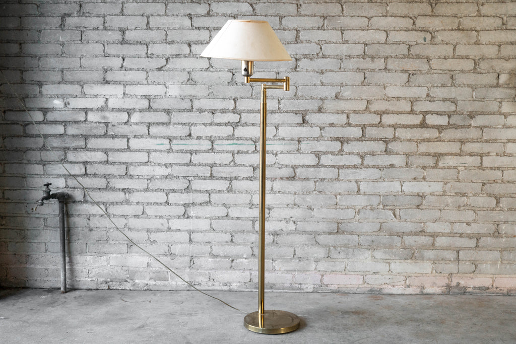 Vintage Walter Von Nessen Brass Floor Lamp With Swing Arm